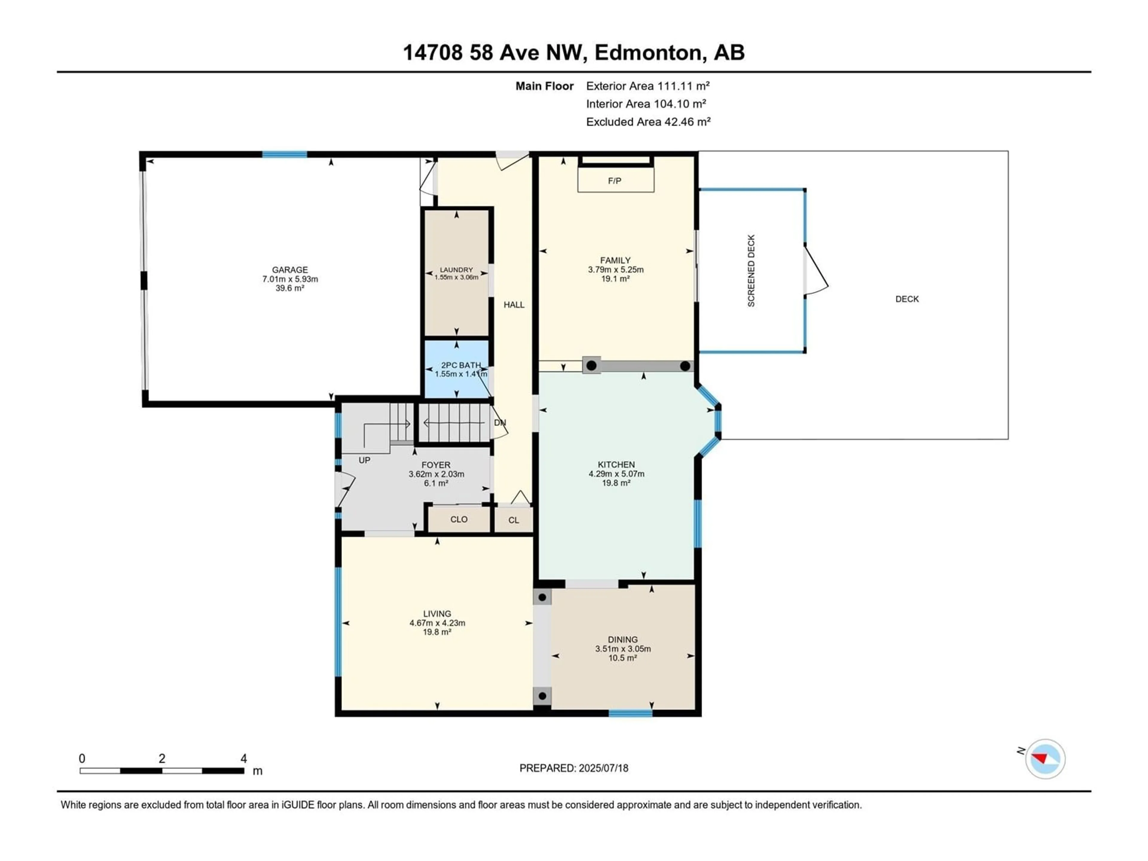 Floor plan for 14708 58 AV, Edmonton Alberta T6H4T2