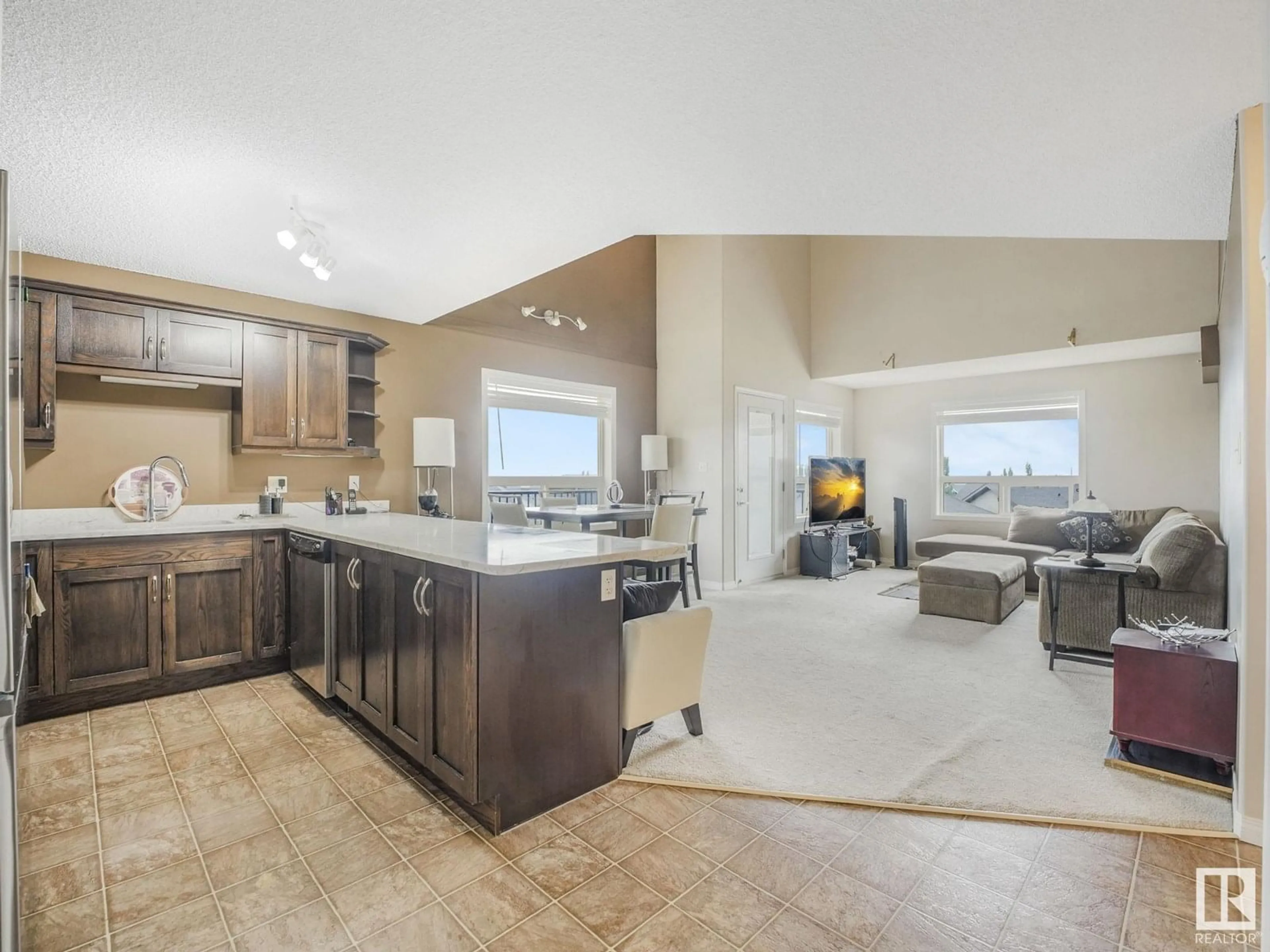 Open concept kitchen, ceramic/tile floor for #435 - 1520 HAMMOND GATE, Edmonton Alberta T6M0J4