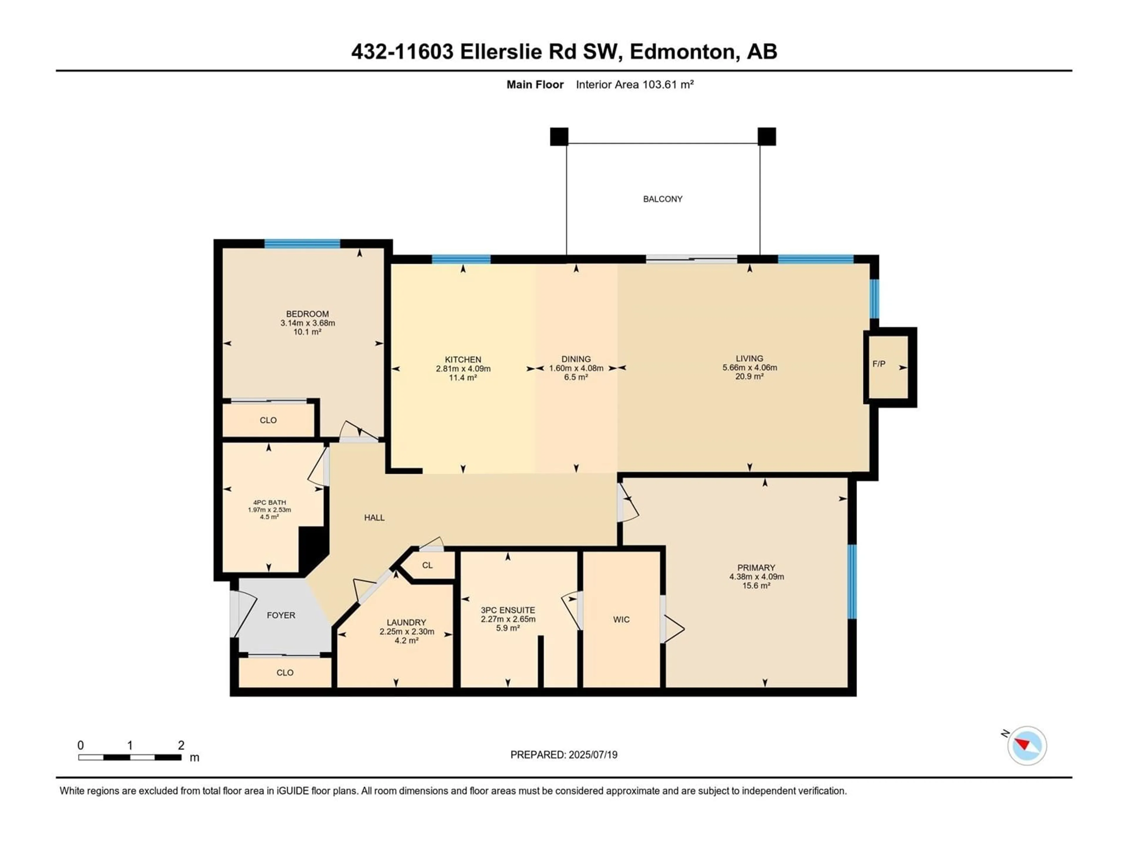 Floor plan for #432 - 11603 ELLERSLIE RD, Edmonton Alberta T6W0J3
