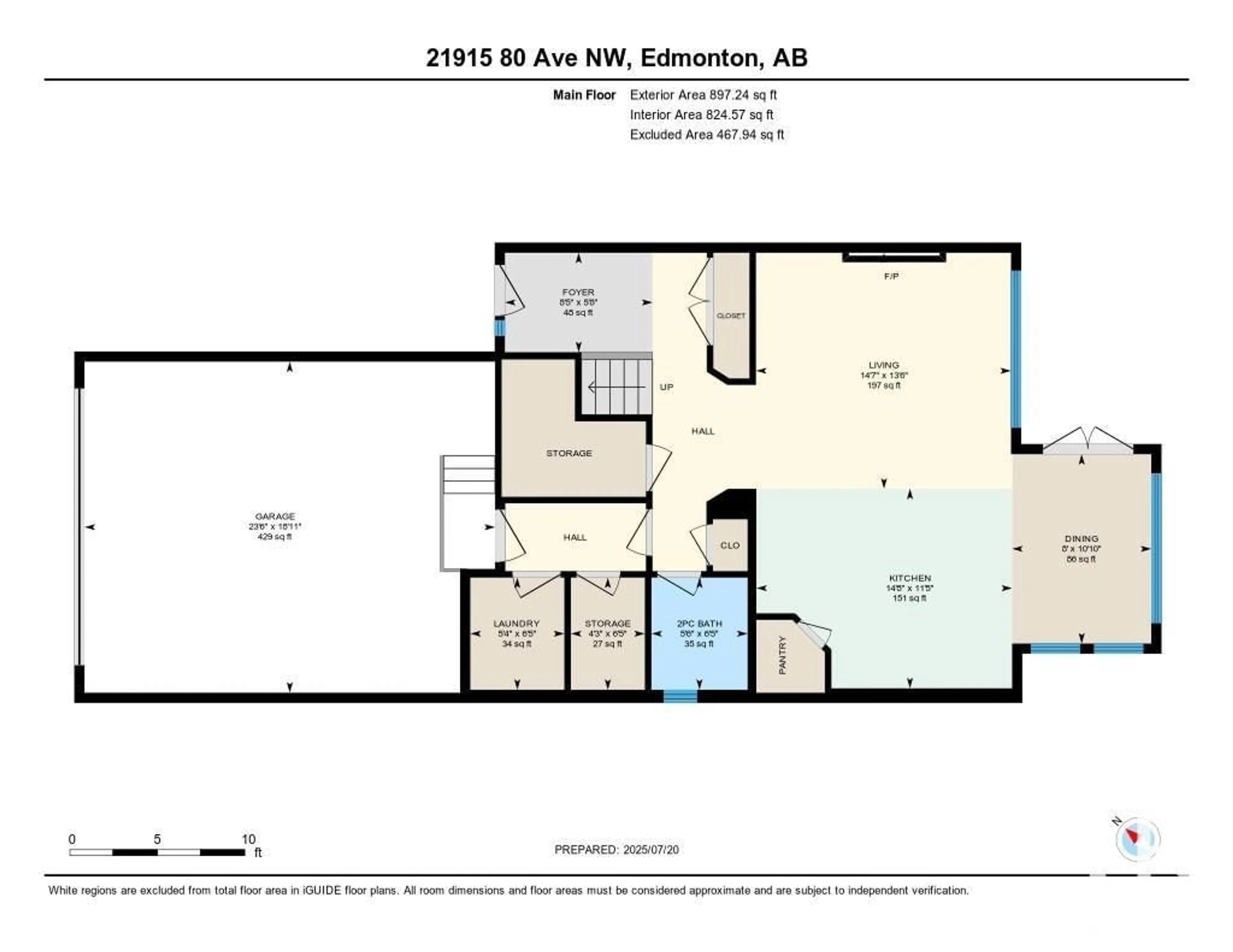 Floor plan for 21915 80 AV, Edmonton Alberta T5T4S2