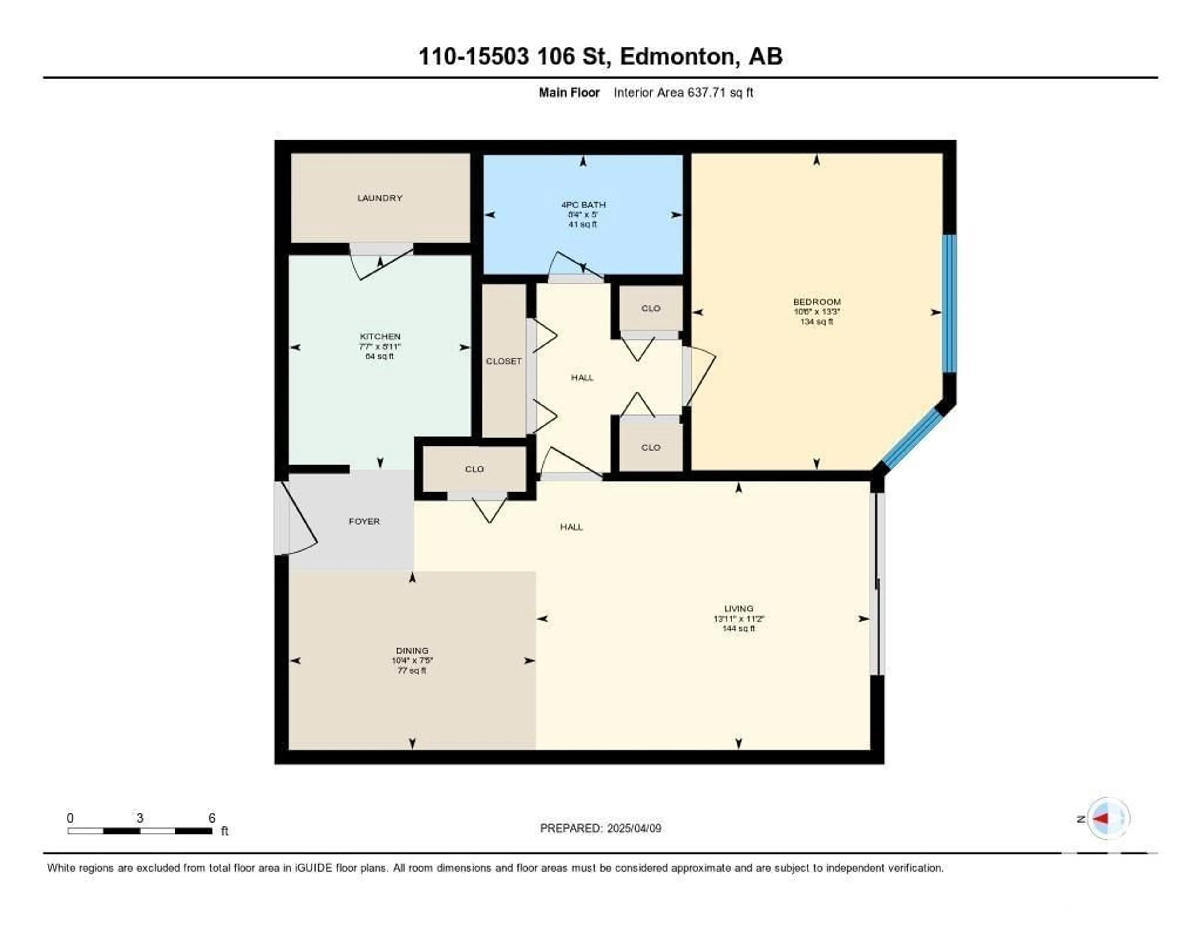 Floor plan for #110 - 15503 106 ST NW, Edmonton Alberta T5X5W7