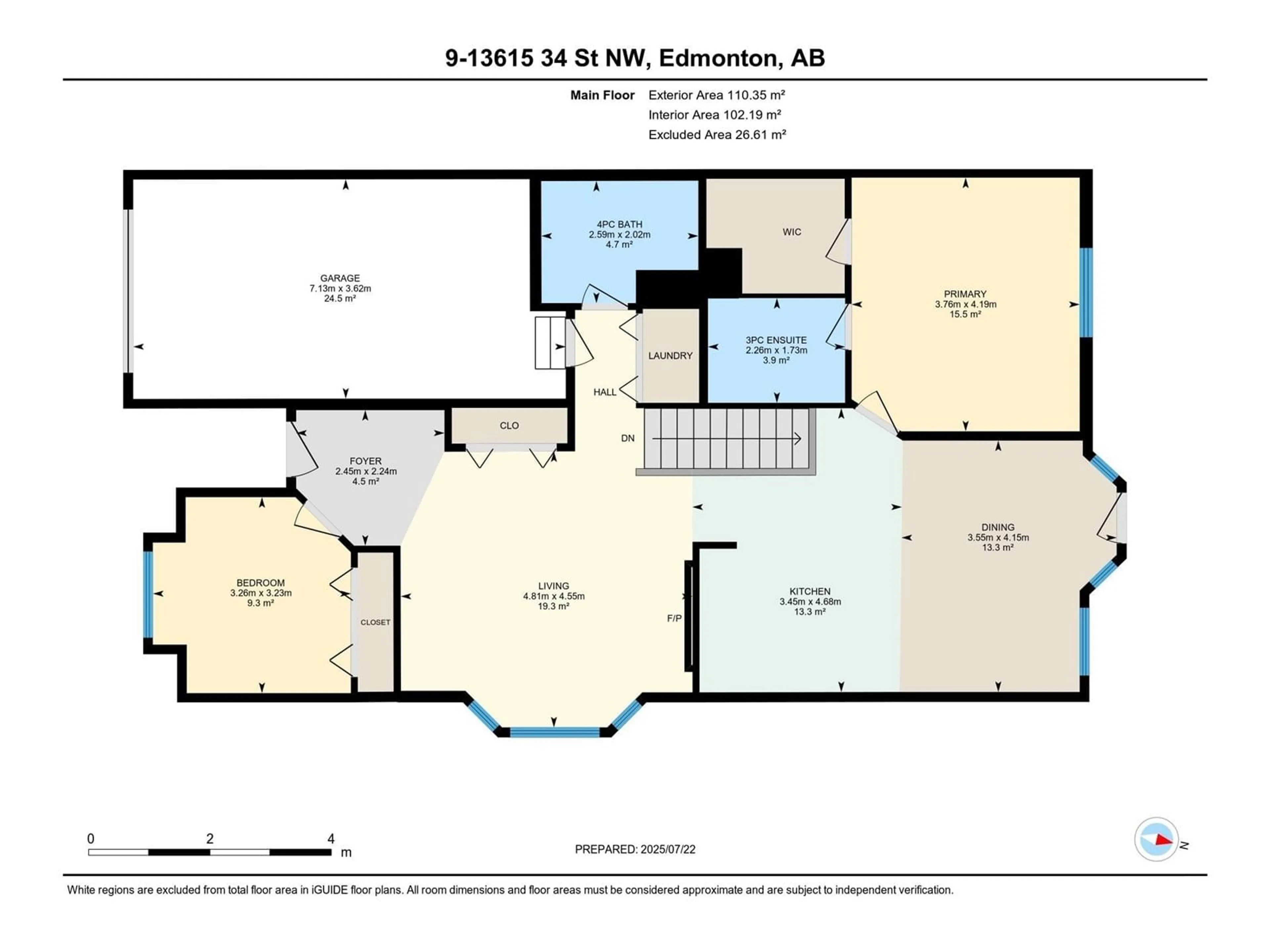 Floor plan for 9 - 13615 34 ST, Edmonton Alberta T5A0B3