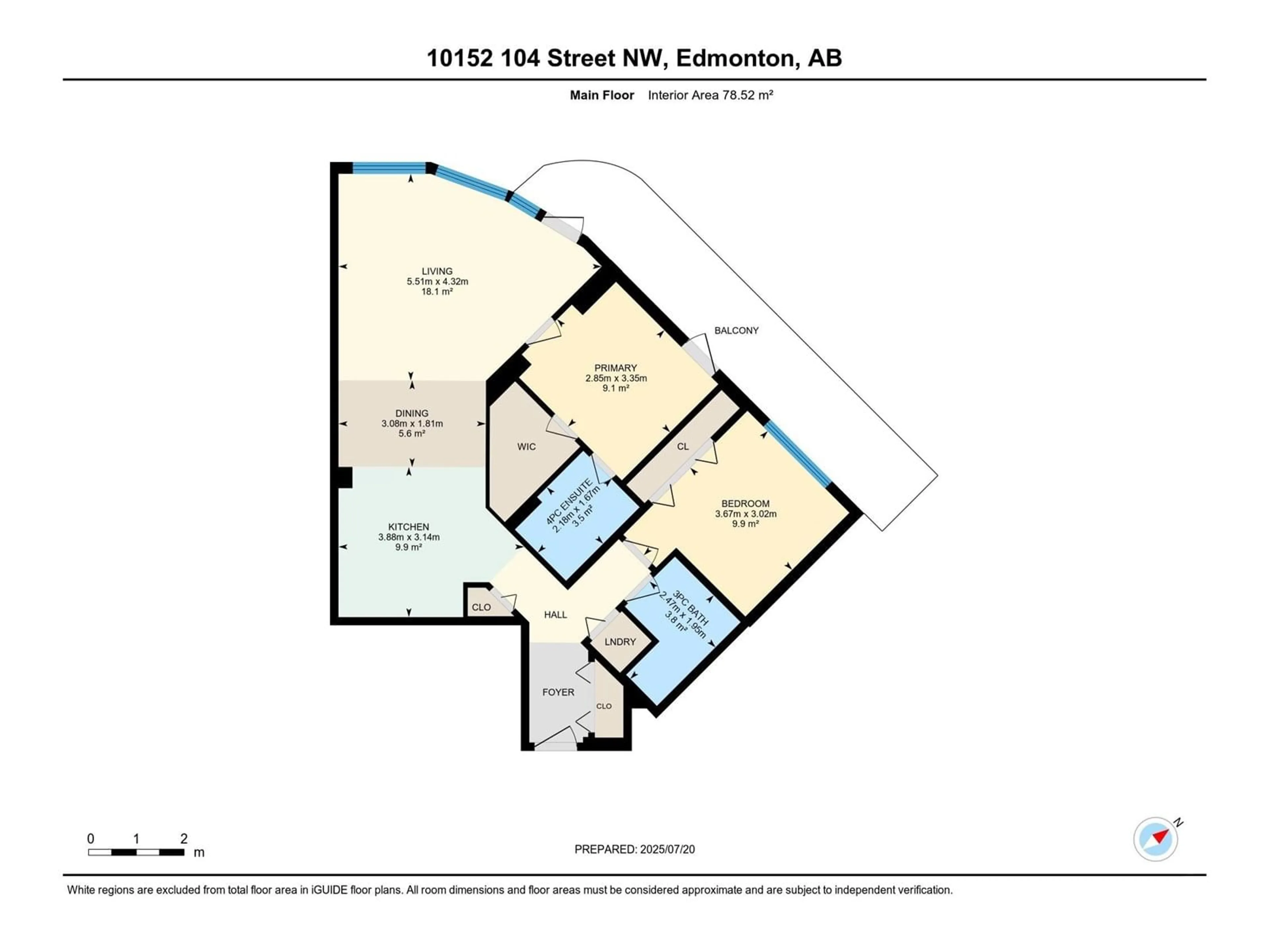 Floor plan for 10152 - 1304 104 ST NW, Edmonton Alberta T5J0B6