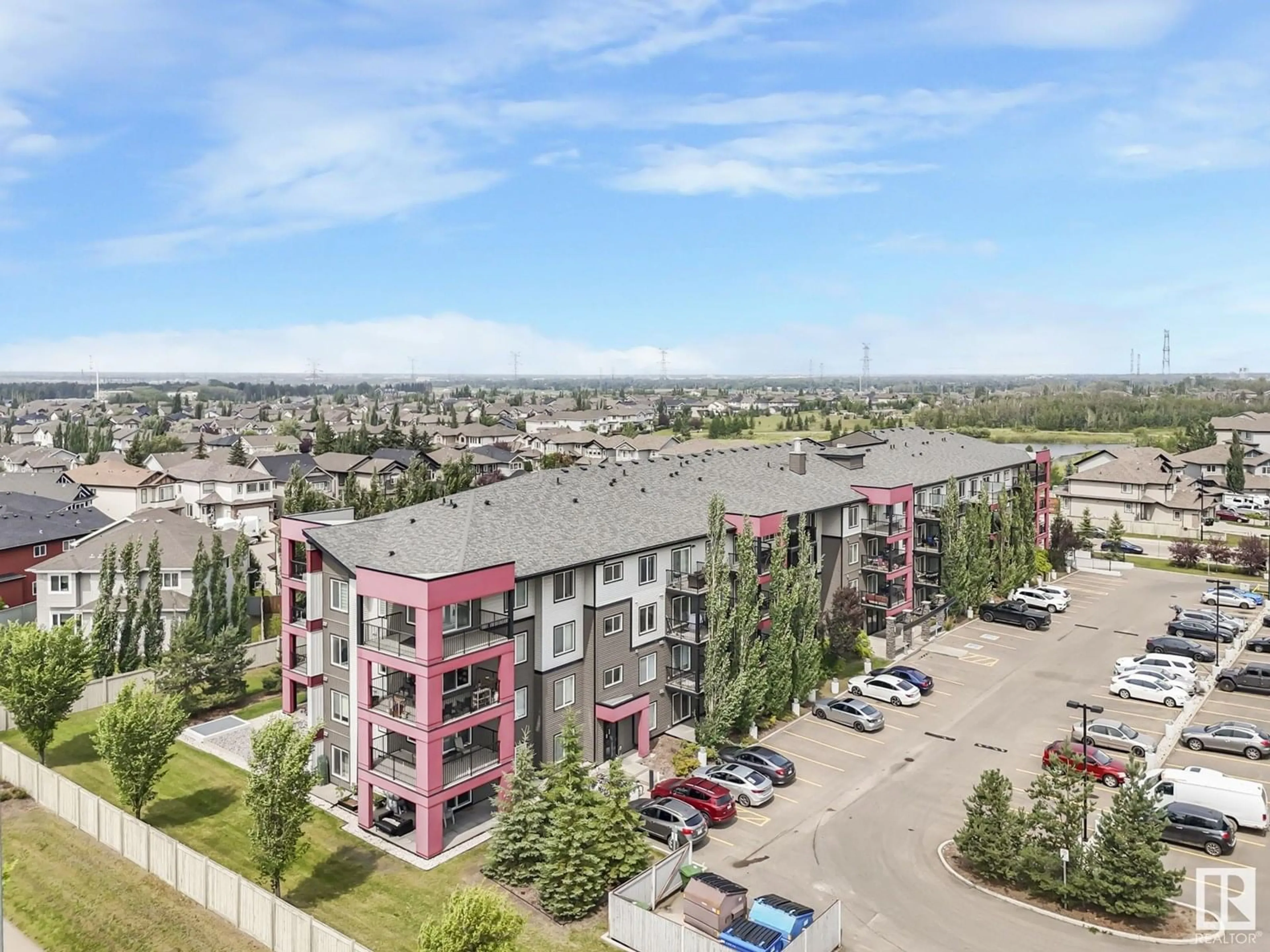 A pic from outside/outdoor area/front of a property/back of a property/a pic from drone, city buildings view from balcony for 312 - 5521 7 AV, Edmonton Alberta T6X1A8