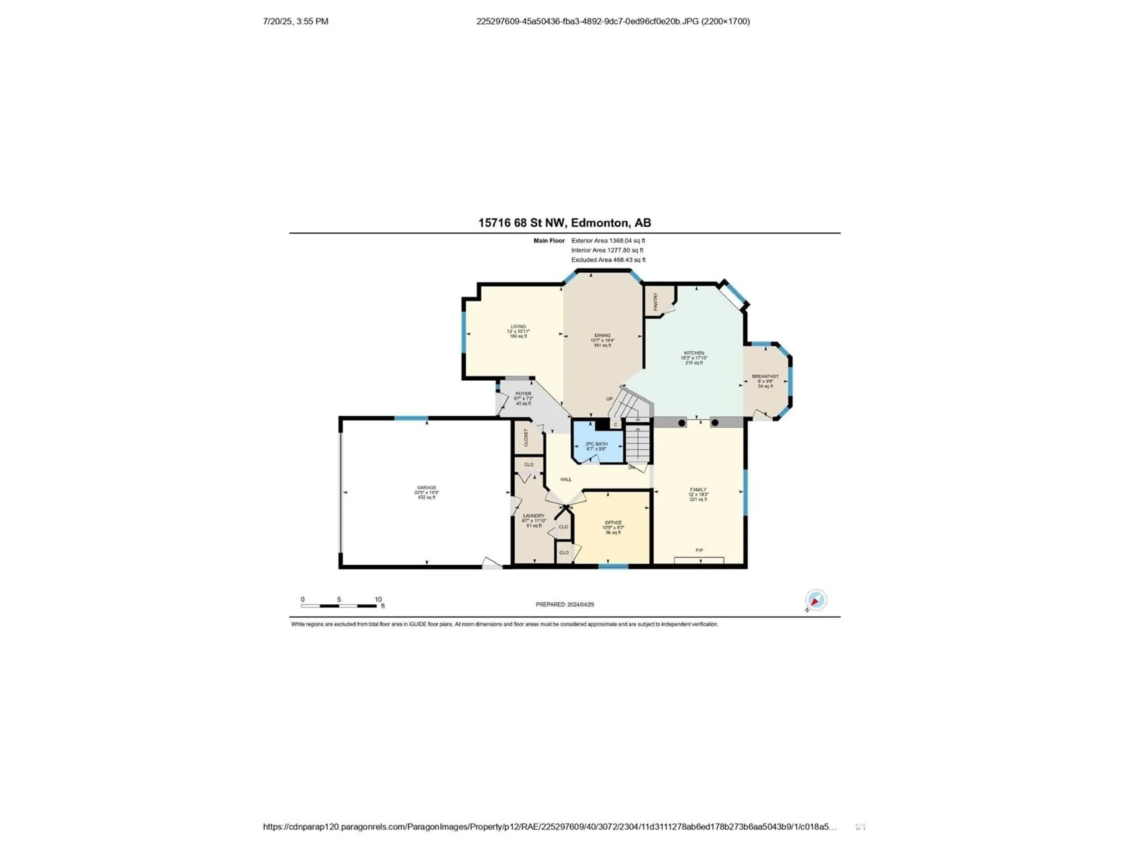 Floor plan for NW - 15716 68 ST, Edmonton Alberta T5Z3A4