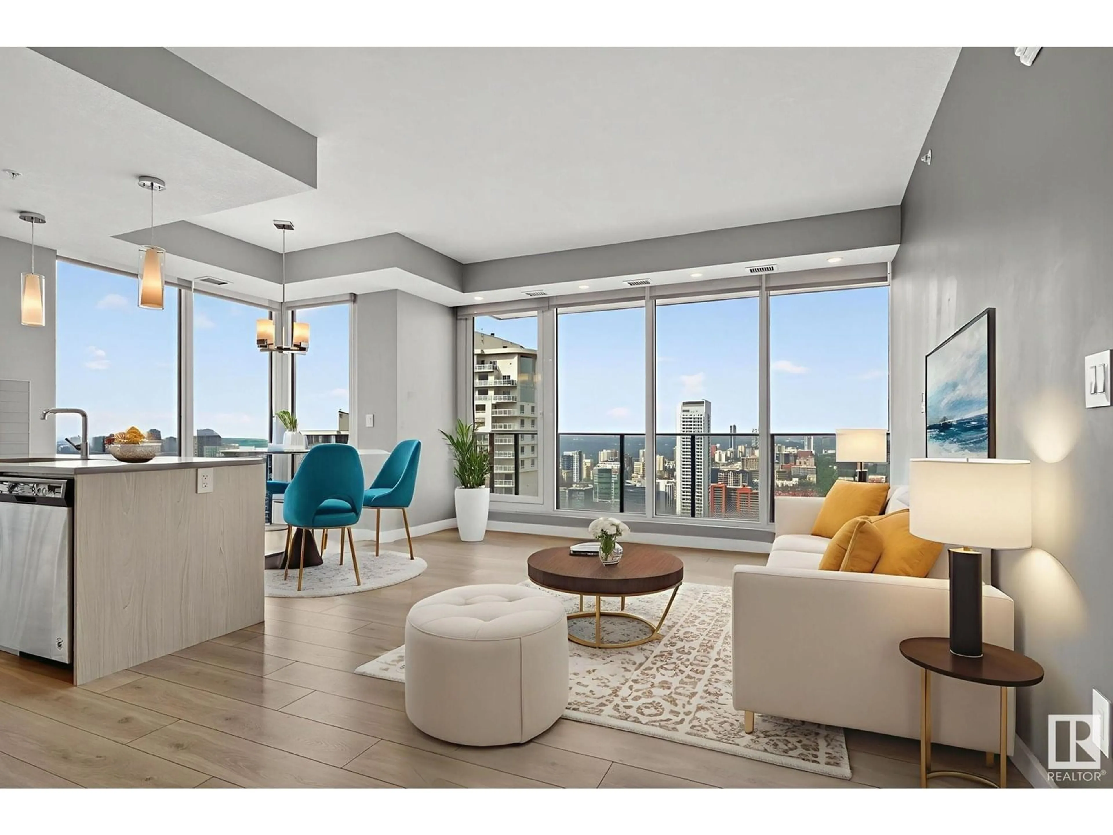 Living room with furniture, unknown for 3101 - 10180 103 ST NW, Edmonton Alberta T5J0L1