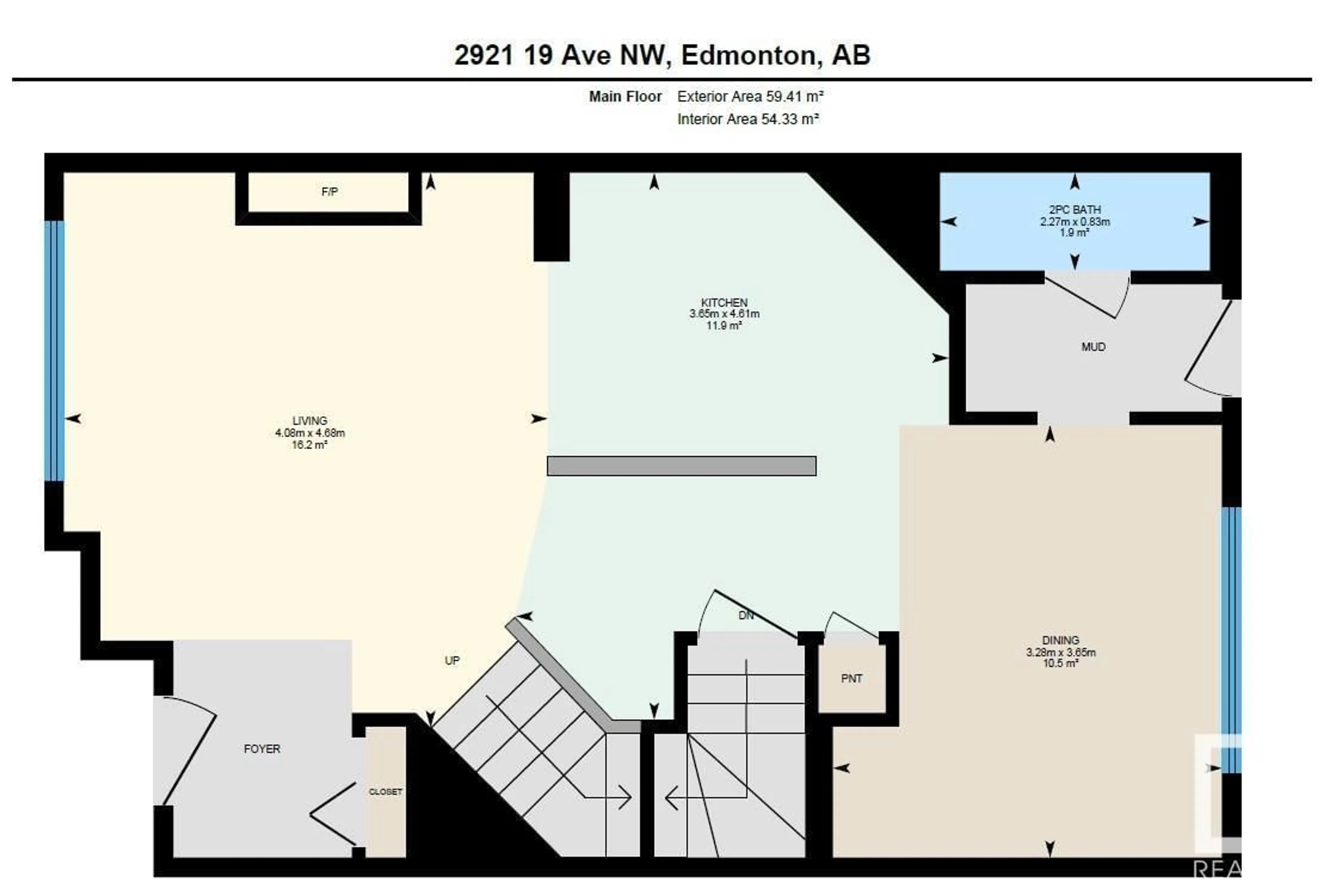 Floor plan for 2921 19 AV, Edmonton Alberta T6T0N6