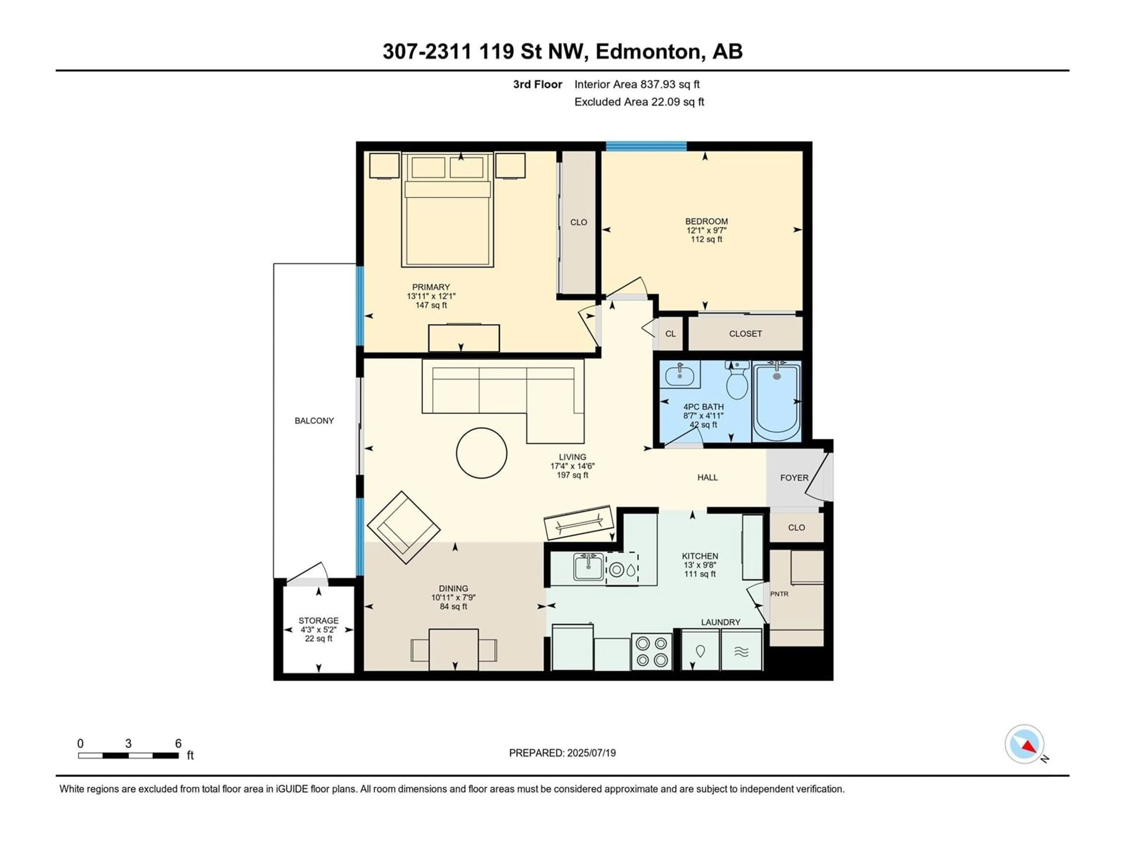 Floor plan for #307 - 2311 119 ST, Edmonton Alberta T6J4E2