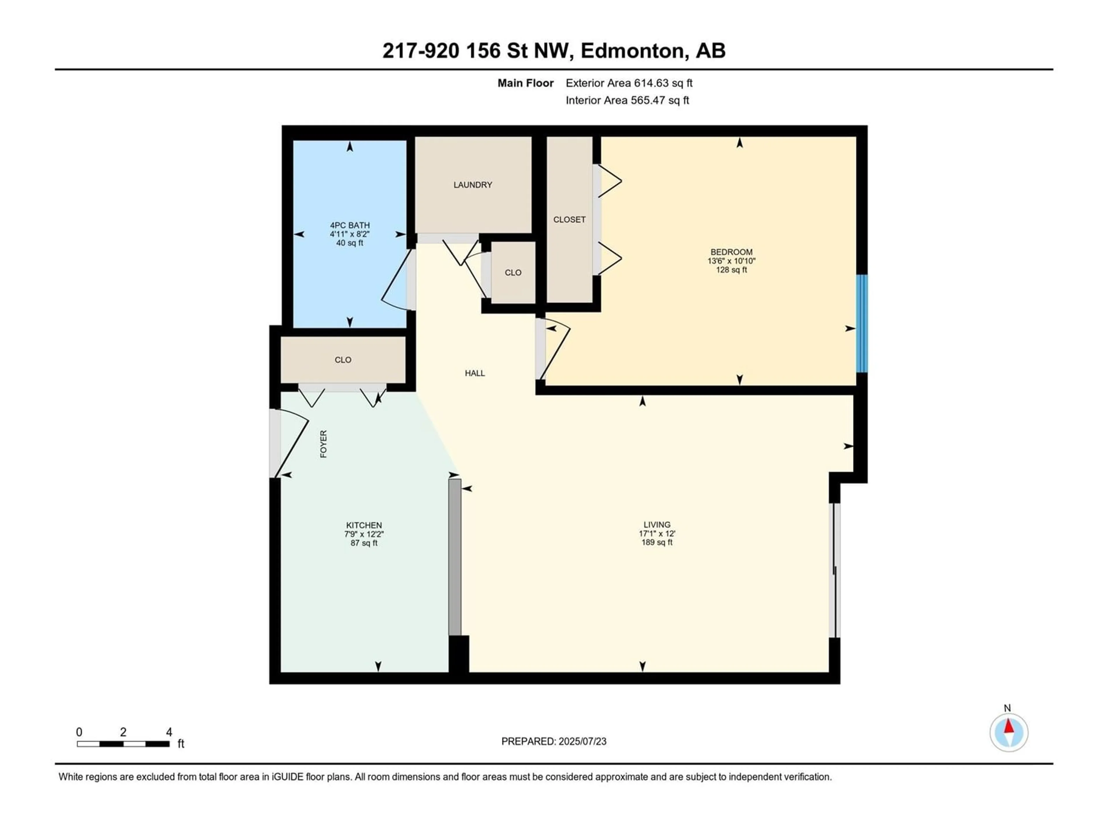Floor plan for #217 - 920 156 ST, Edmonton Alberta T6R0N6