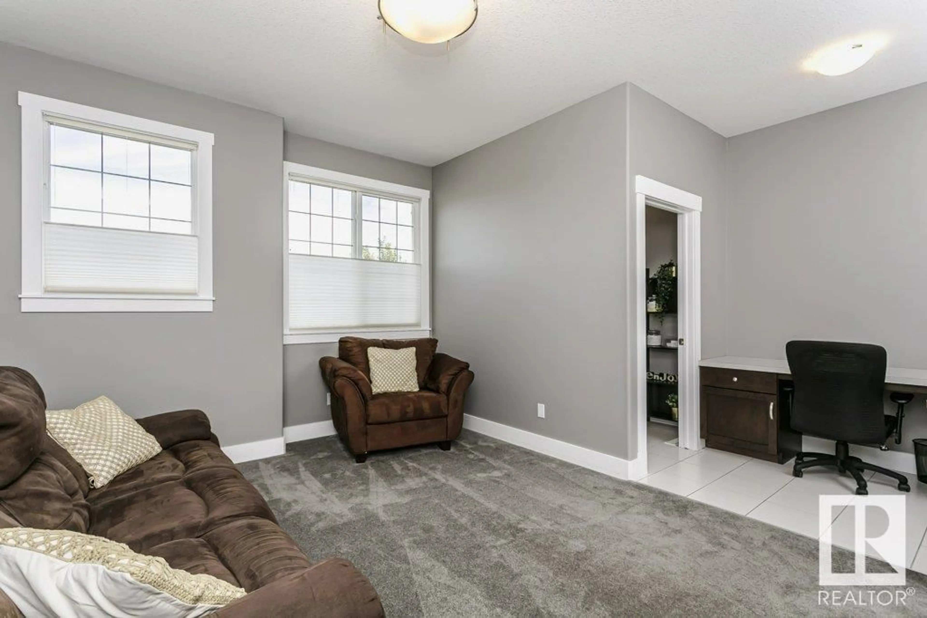 Living room with furniture, carpet floor for 377 REYNALDS, Leduc Alberta T9E0T2