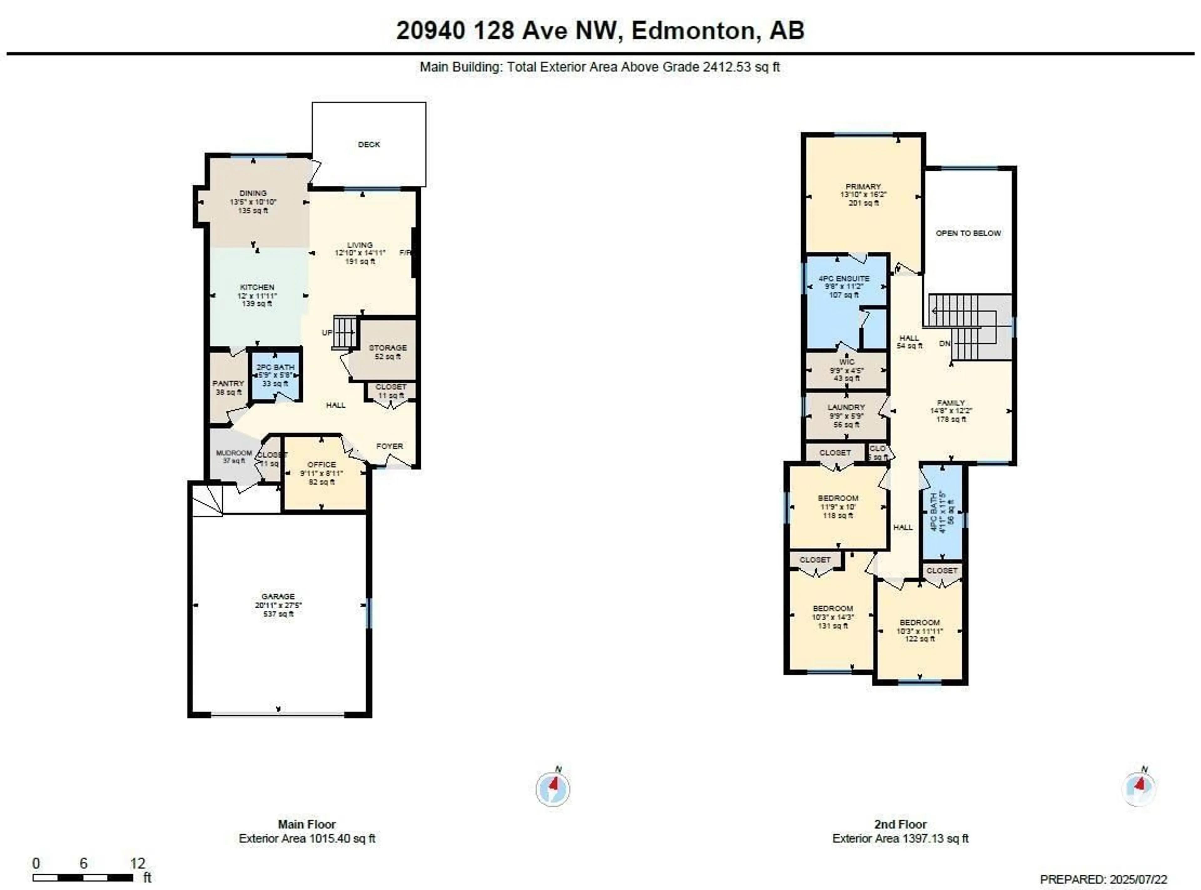 Floor plan for 20940 128 AV, Edmonton Alberta T5S0R6