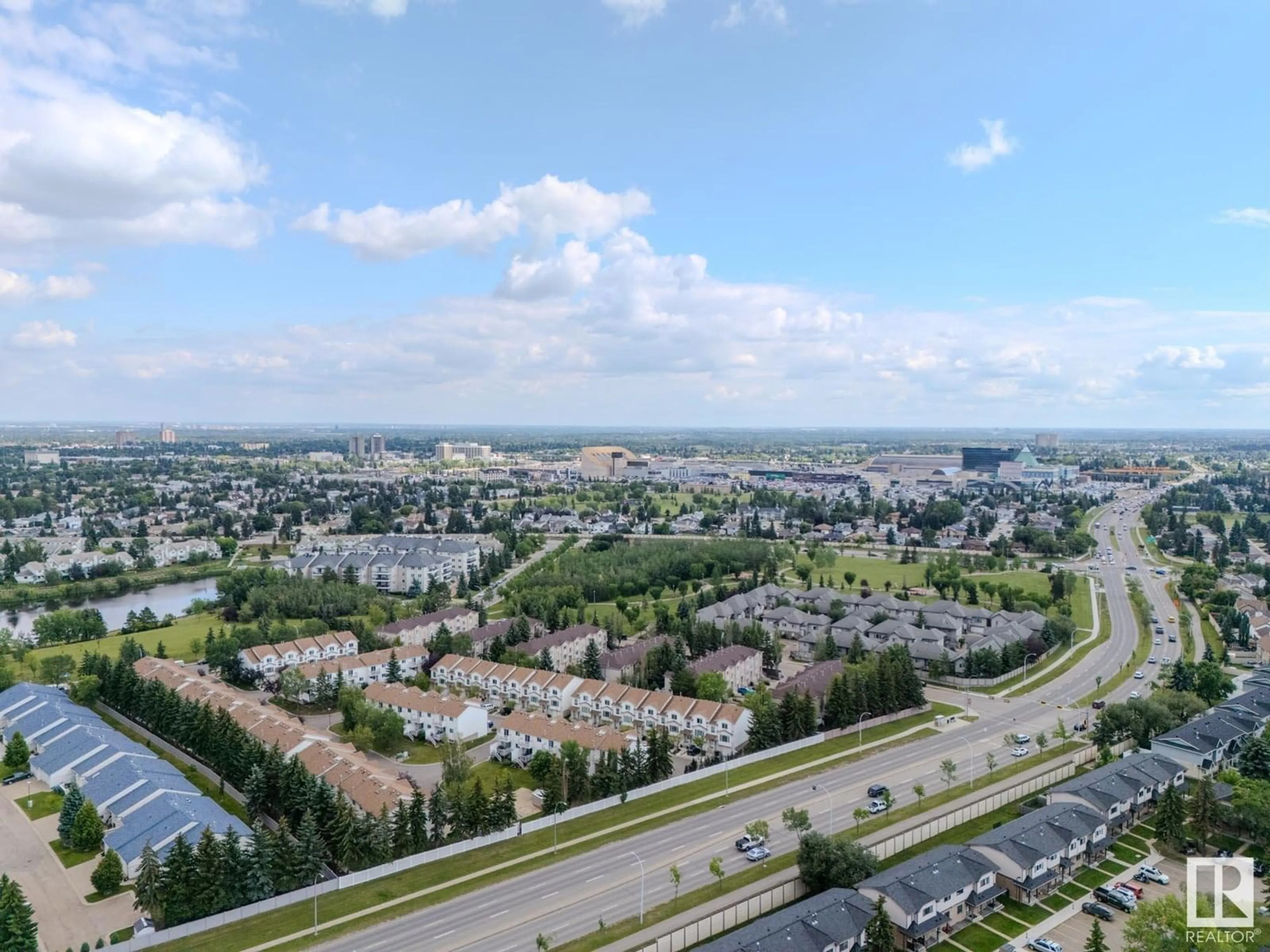 A pic from outside/outdoor area/front of a property/back of a property/a pic from drone, city buildings view from balcony for 38 - 18010 98 AV, Edmonton Alberta T5T3H6