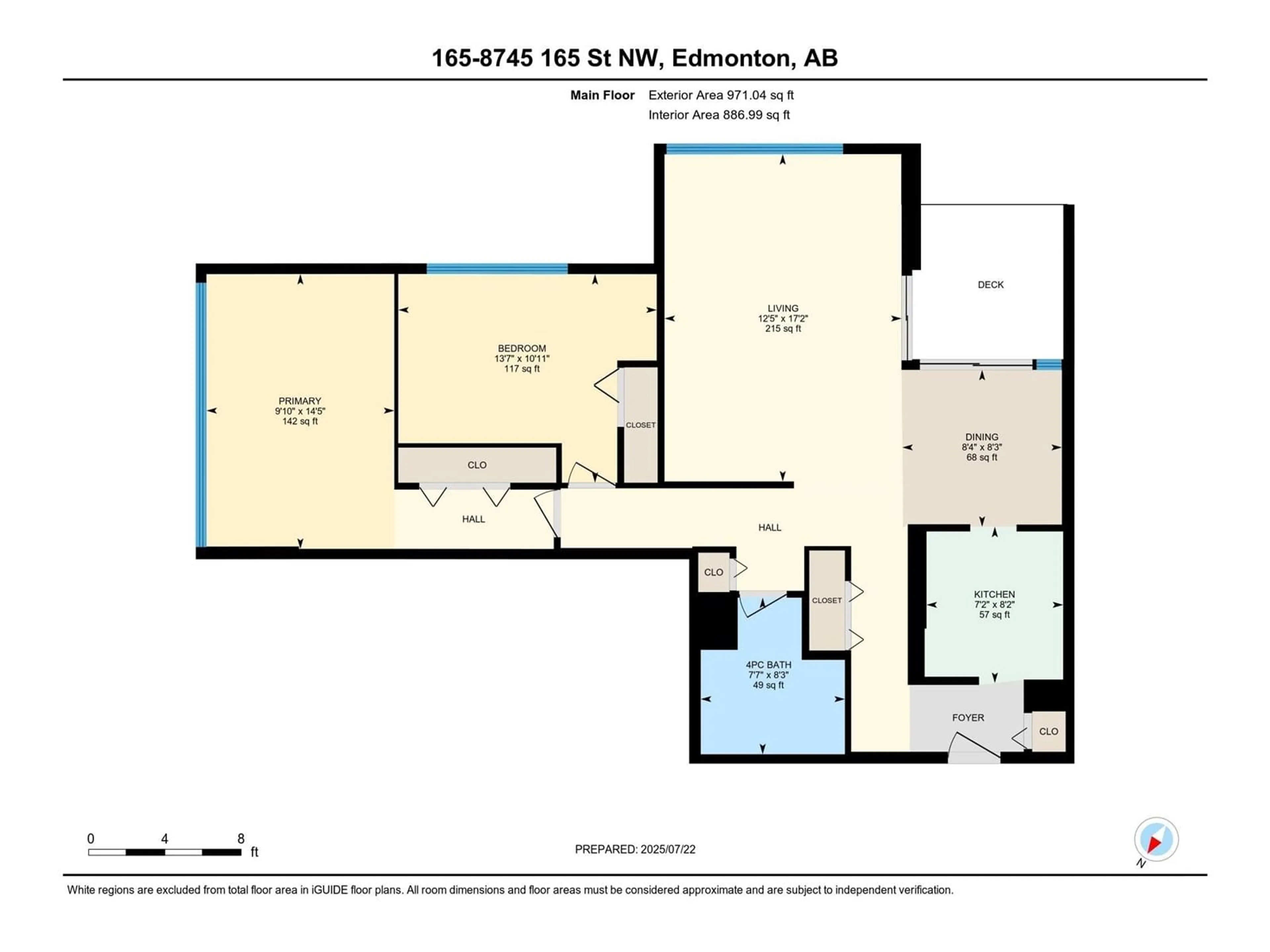 Floor plan for 165 8745 165 ST NW, Edmonton Alberta T5R2R7