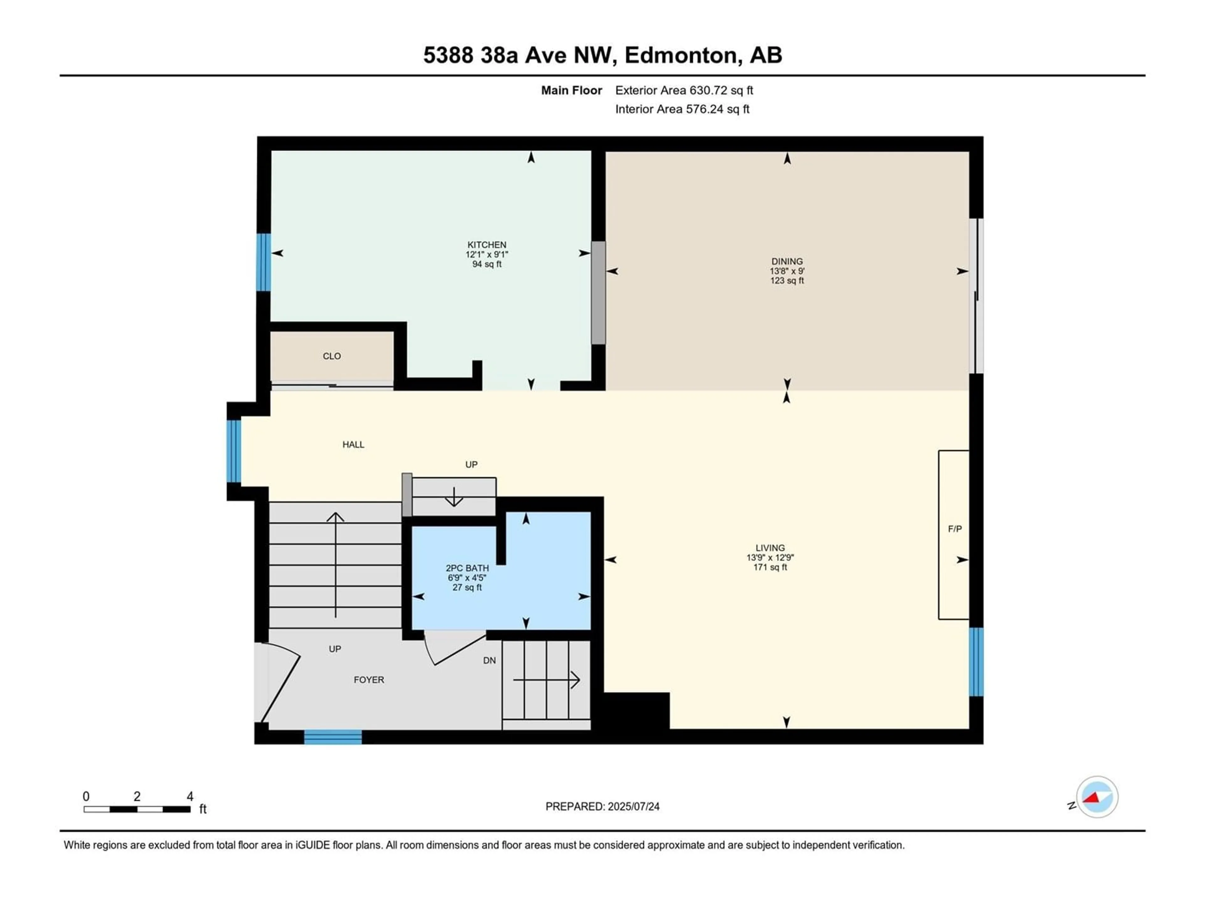 Floor plan for 5388 38A AV, Edmonton Alberta T6L2H4