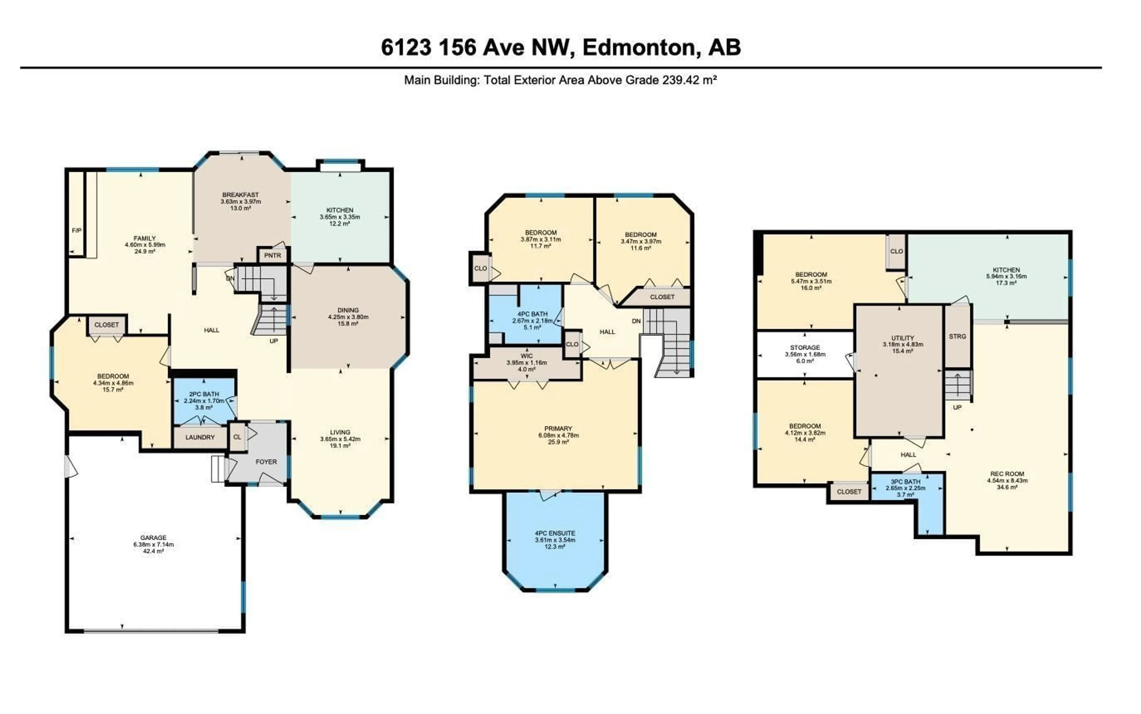 Floor plan for 6123 156 AV, Edmonton Alberta T5Y2N1