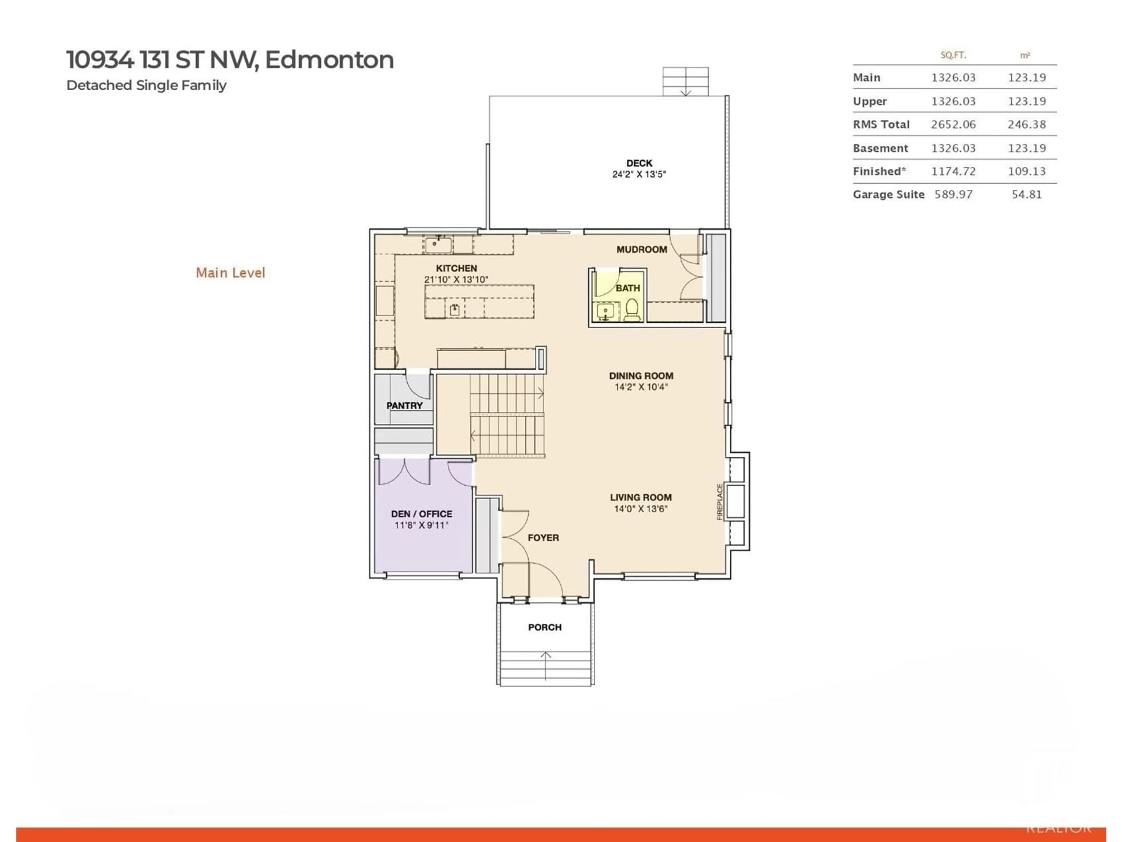 Floor plan for 10934 131 ST, Edmonton Alberta T5M1B4