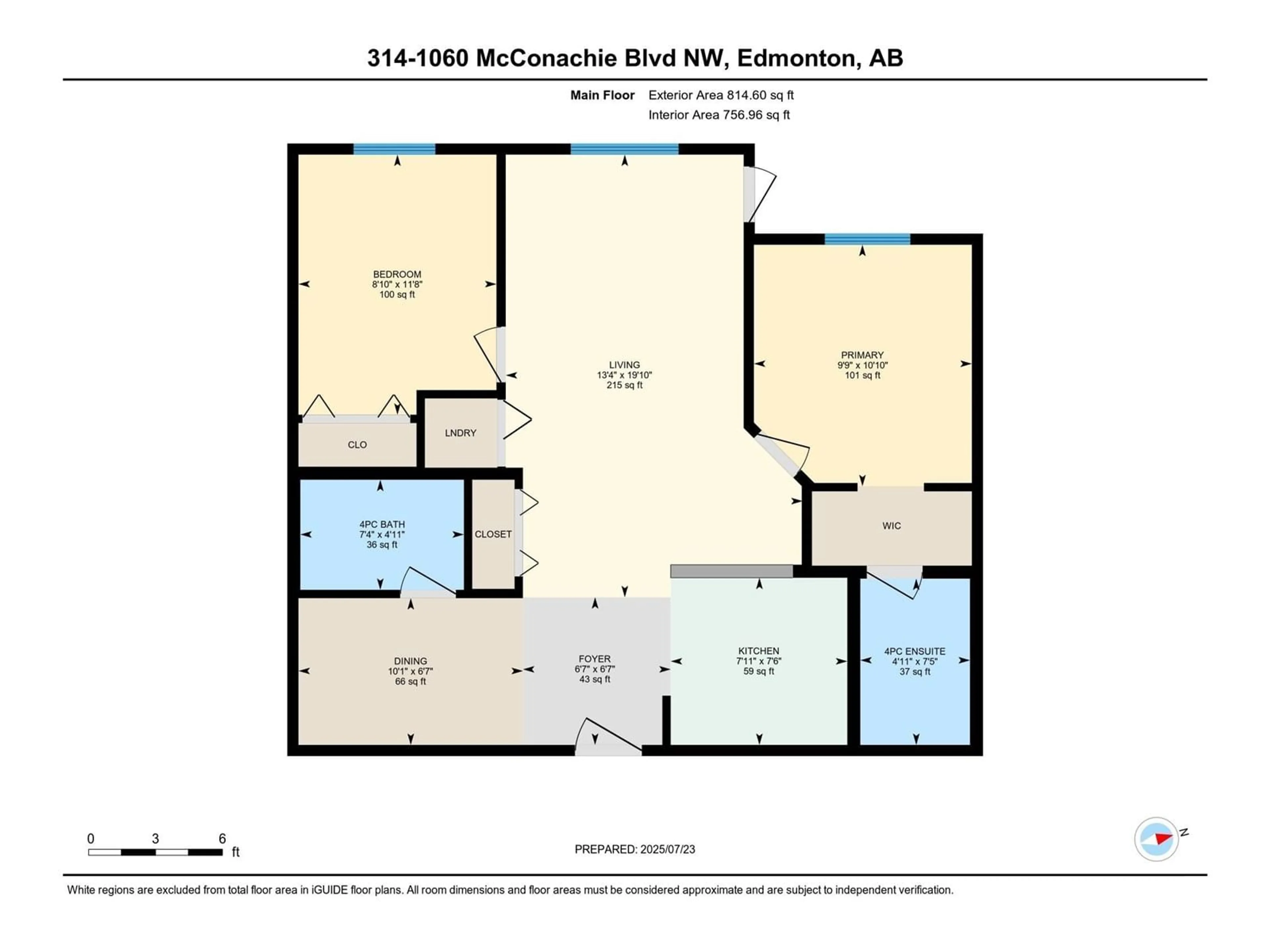 Floor plan for 1060 - 314 MCCONACHIE BV, Edmonton Alberta T5Y0W9