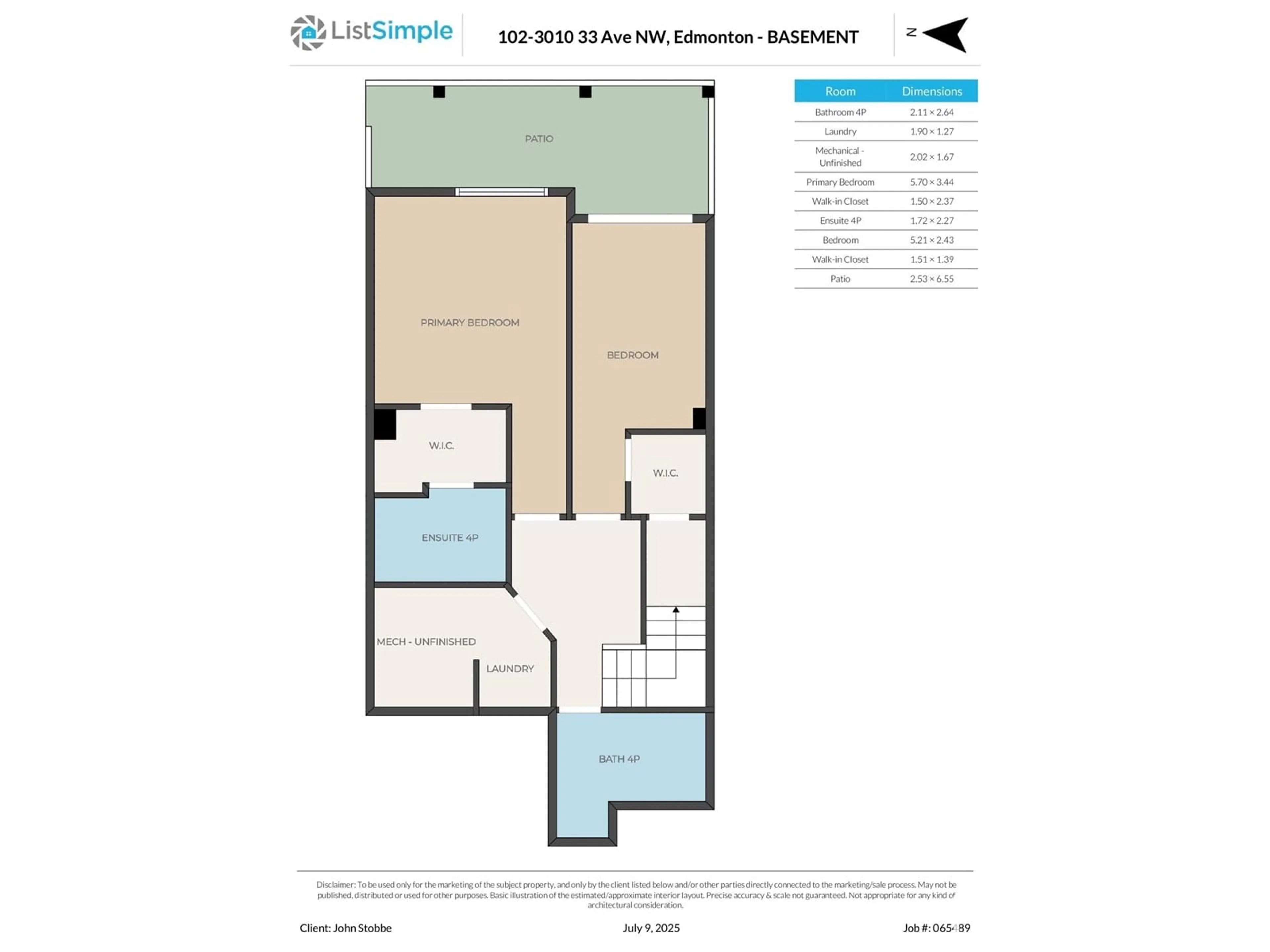 Floor plan for #102 - 3010 33 AV, Edmonton Alberta T6T0C3