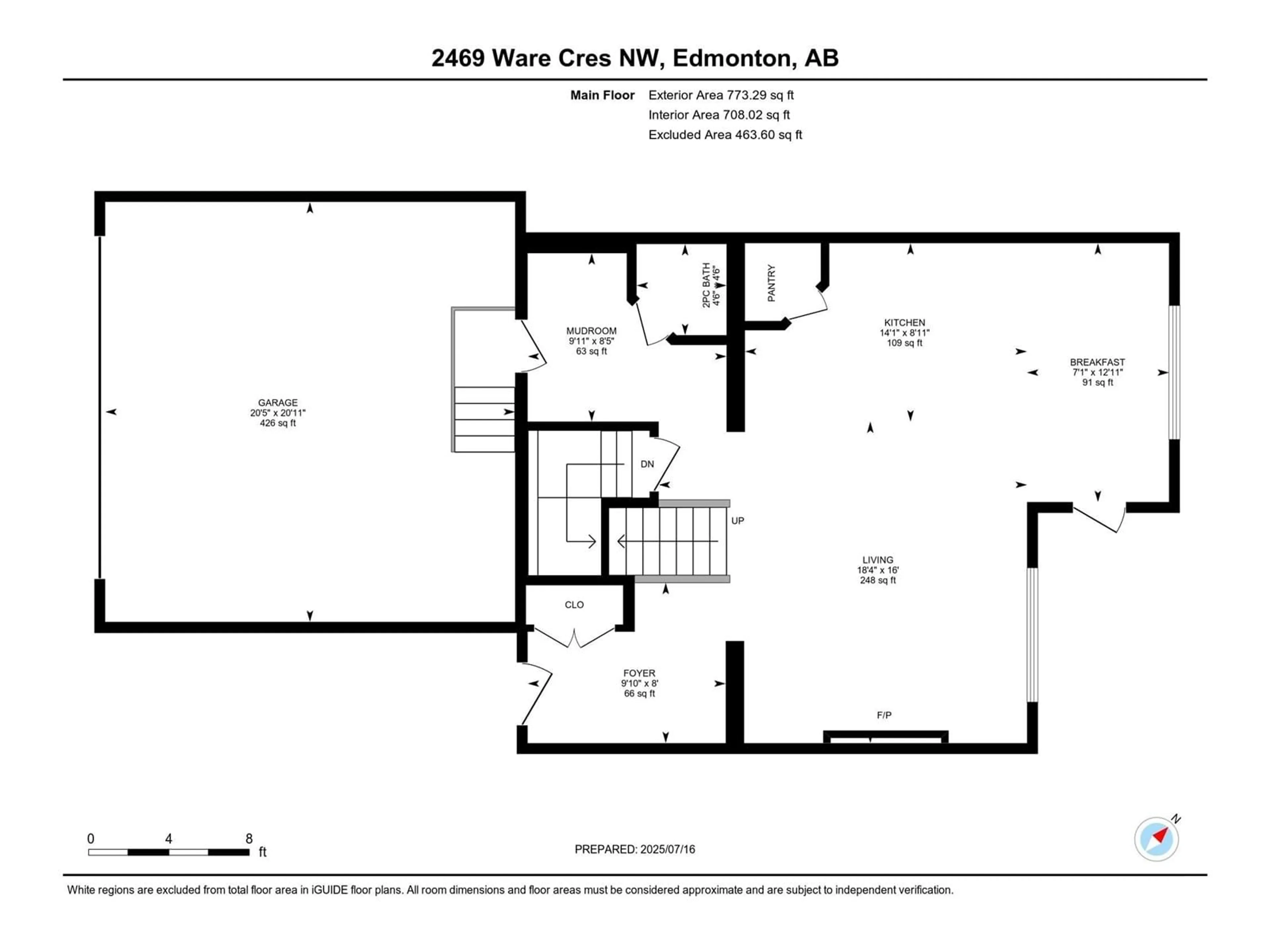 Floor plan for 2469 WARE CR, Edmonton Alberta T6W2M7