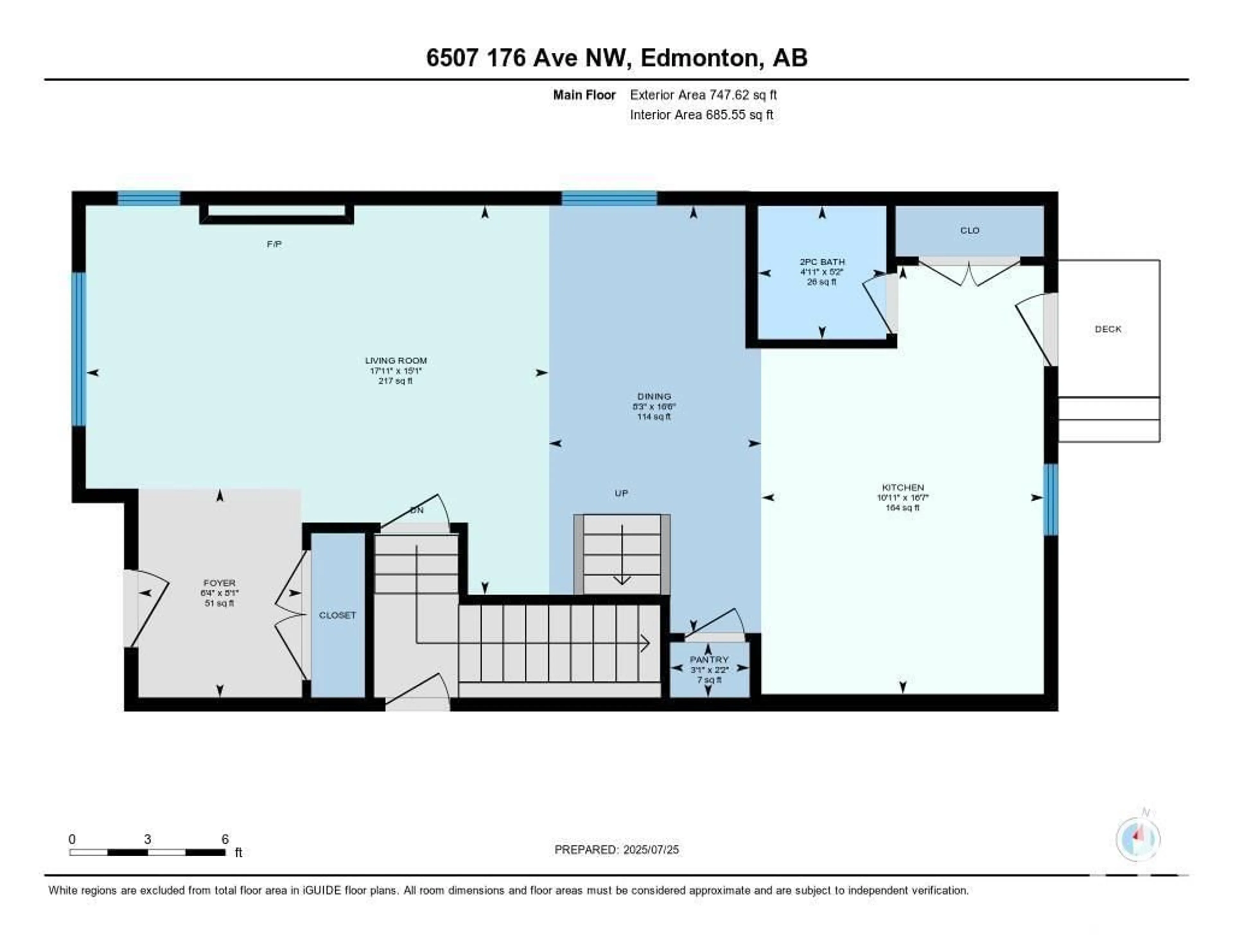Floor plan for 6507 176 AV, Edmonton Alberta T5Y4B2
