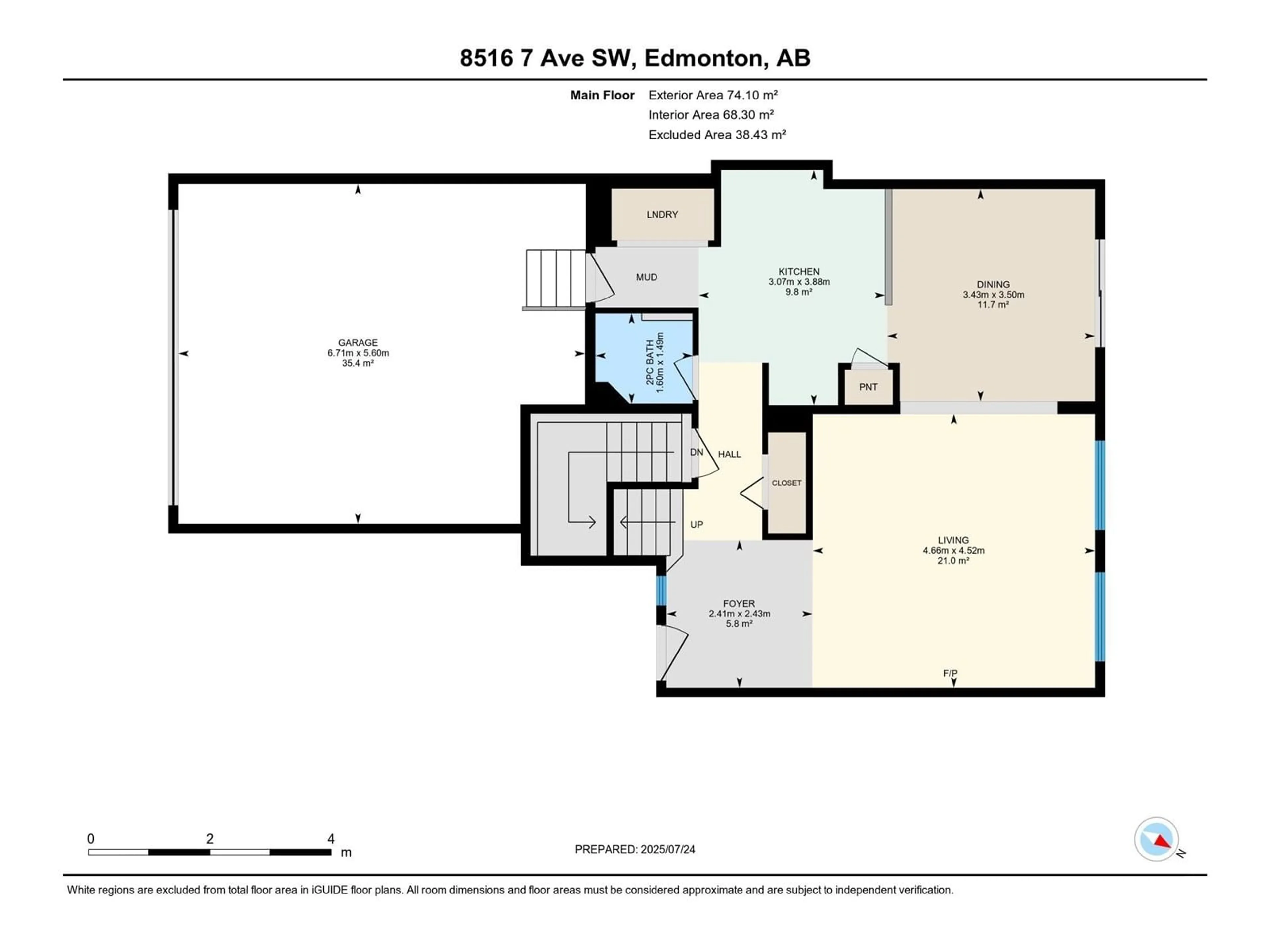 Floor plan for SW - 8516 7 AV, Edmonton Alberta T6X1J2