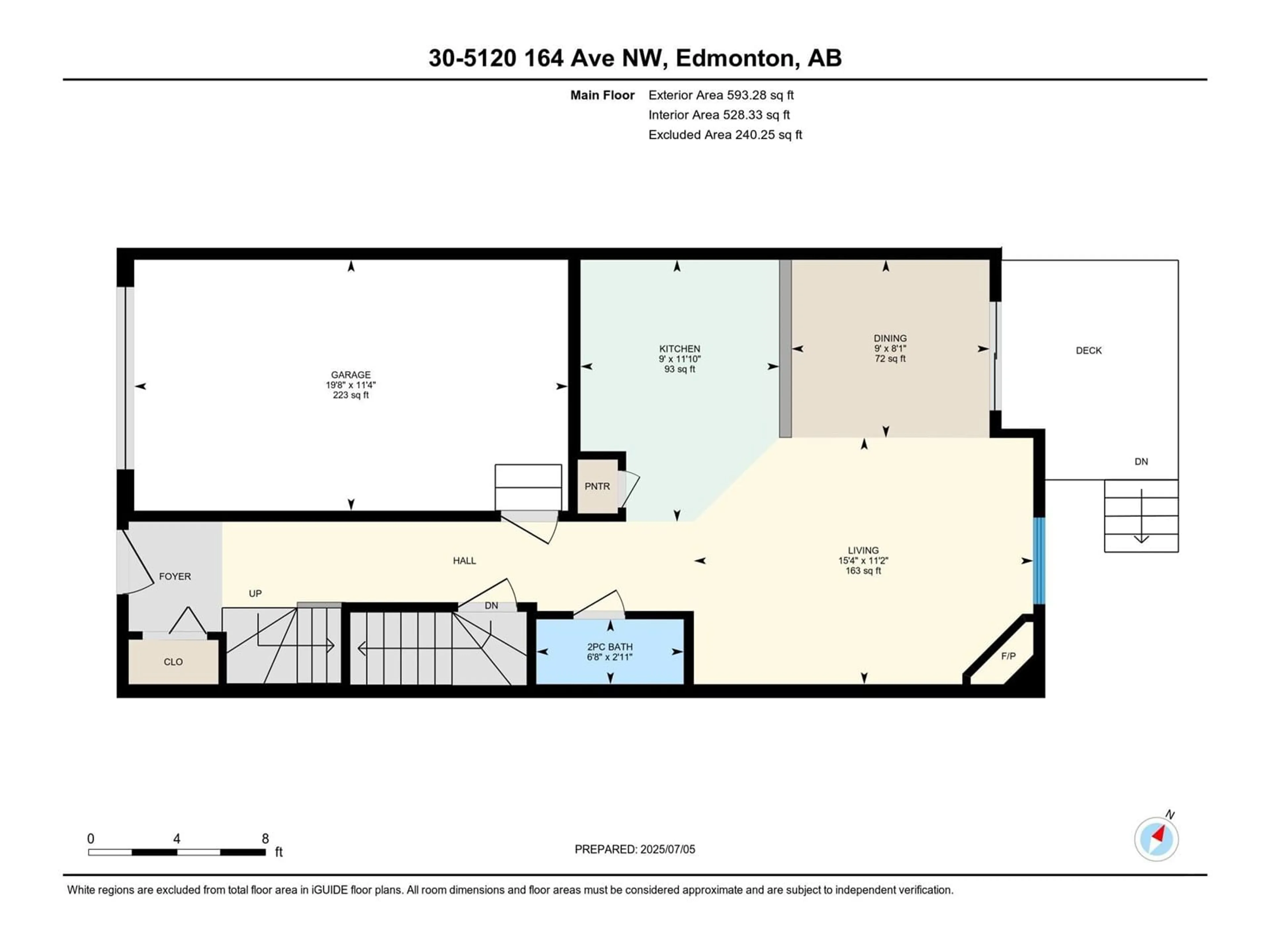Floor plan for #30 - 5120 164 AV, Edmonton Alberta T5Y0L7