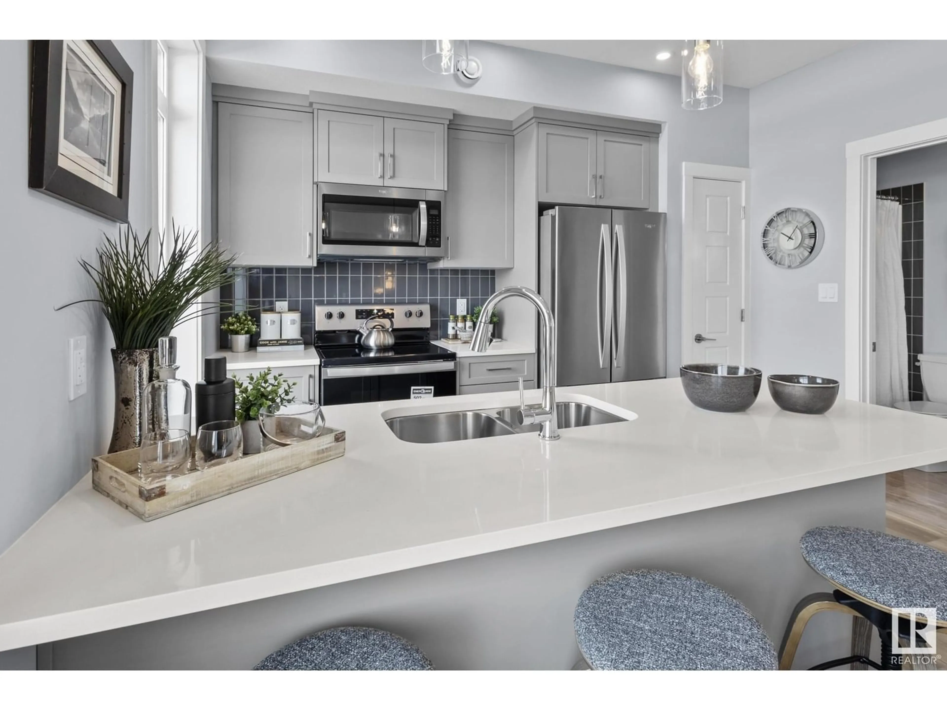 Open concept kitchen, ceramic/tile floor for #25 - 6905 25 AV, Edmonton Alberta T6X3B7