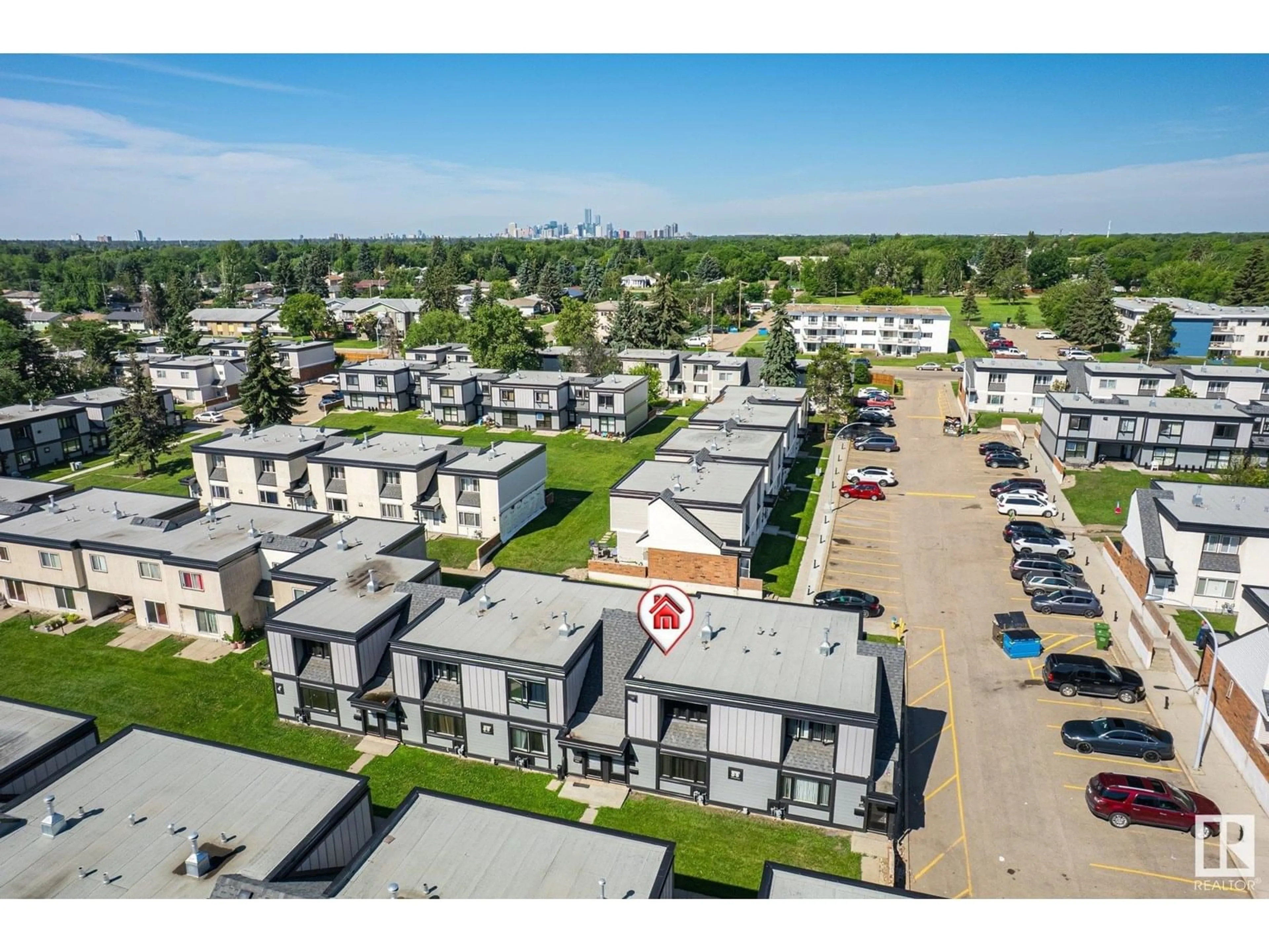 A pic from outside/outdoor area/front of a property/back of a property/a pic from drone, street for 162 - 3308 113 AV NW, Edmonton Alberta T5W5J8