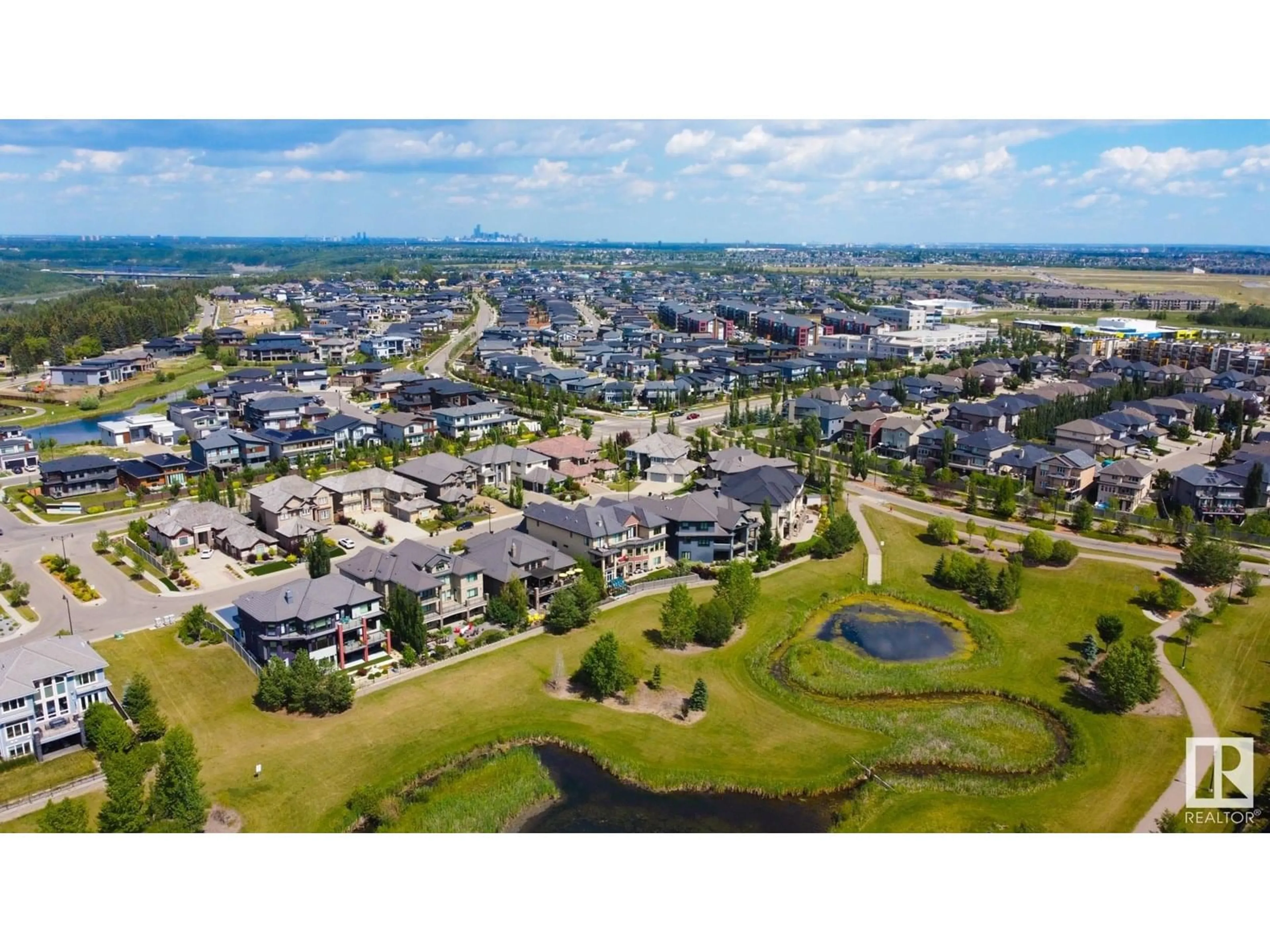 A pic from outside/outdoor area/front of a property/back of a property/a pic from drone, water/lake/river/ocean view for 3126 WATSON GR, Edmonton Alberta T6W0P3