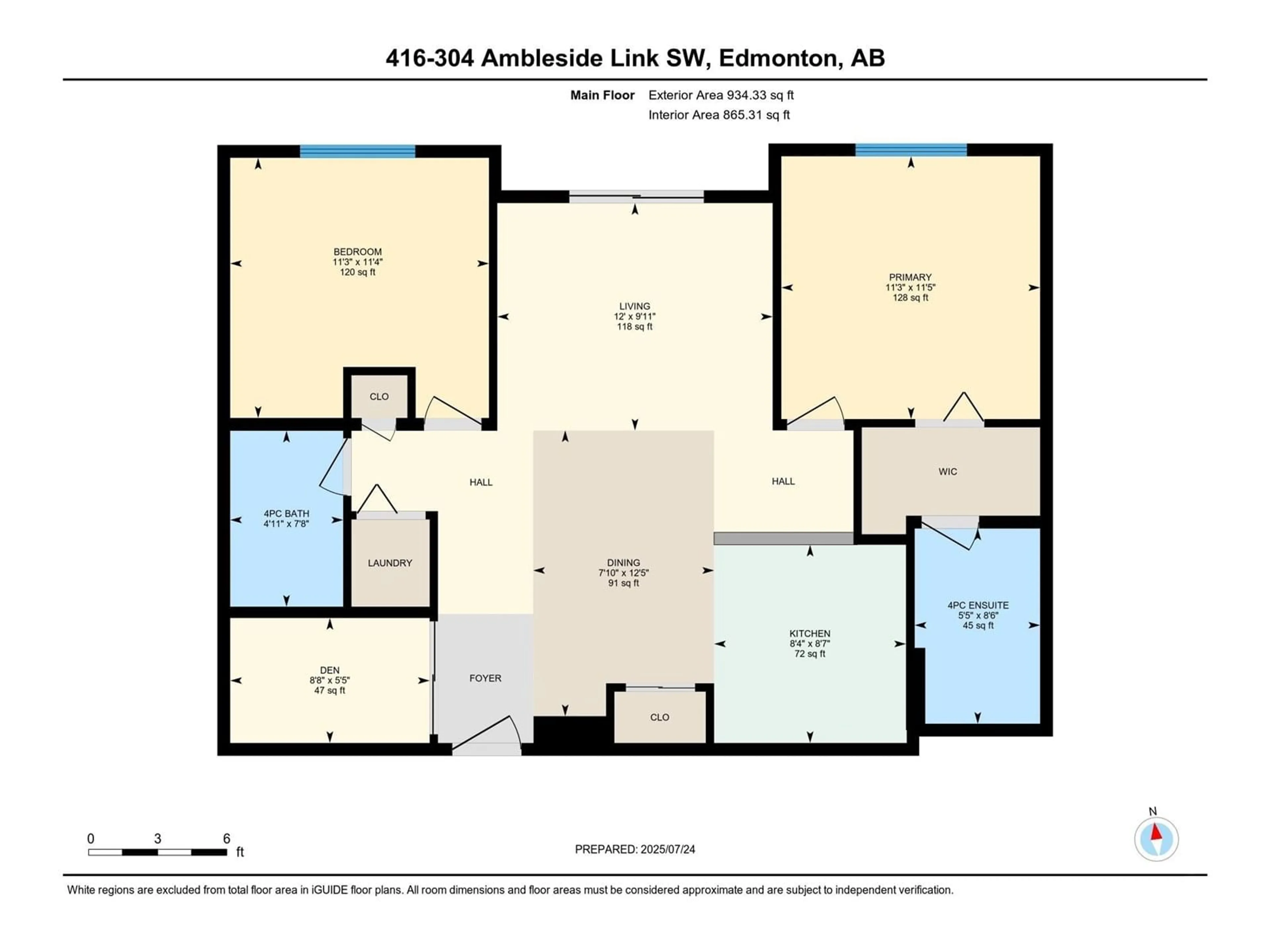 Floor plan for #416 - 304 AMBLESIDE LINK LI, Edmonton Alberta T6W0V2
