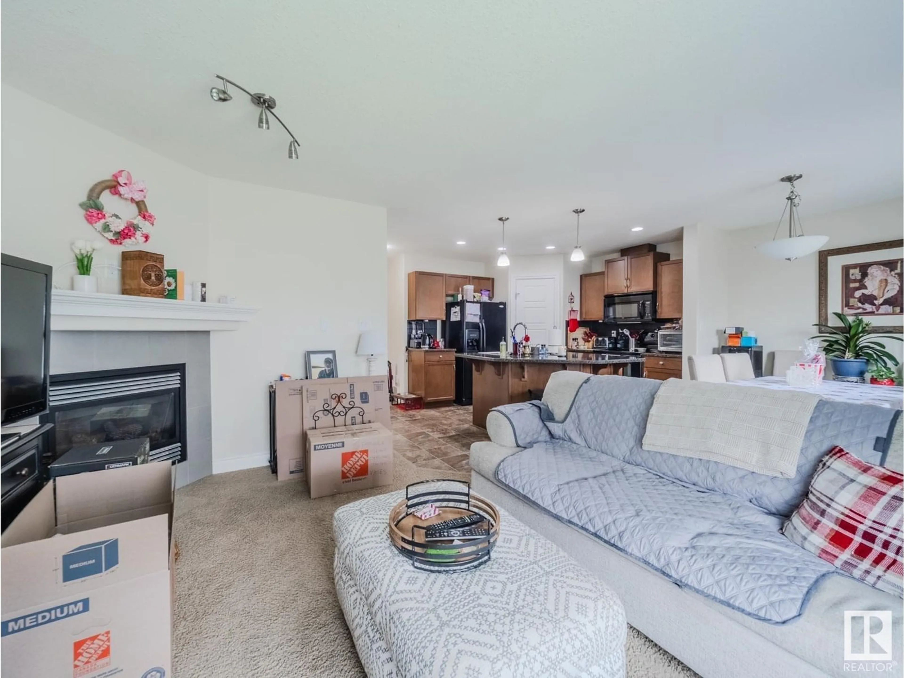 Living room with furniture, unknown for 74 RED CANYON WY, Fort Saskatchewan Alberta T8L0E7