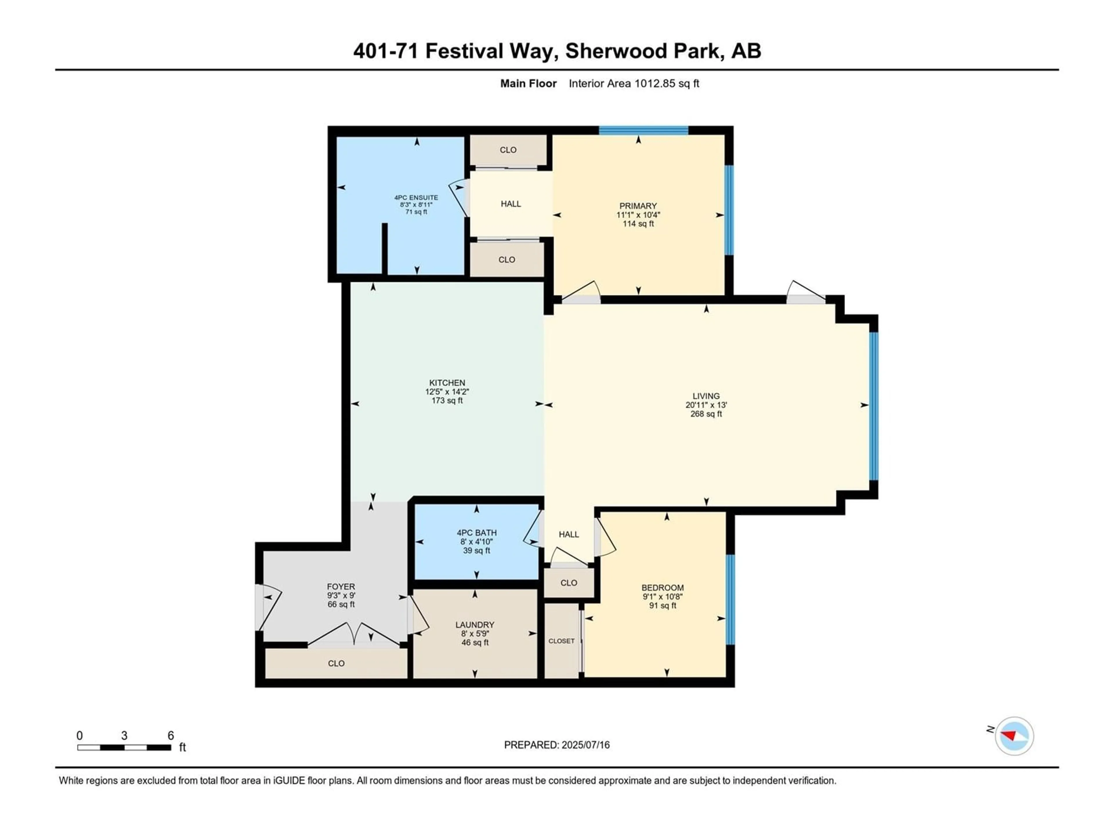 Floor plan for 401 - 71 FESTIVAL WY, Sherwood Park Alberta T8H0S7