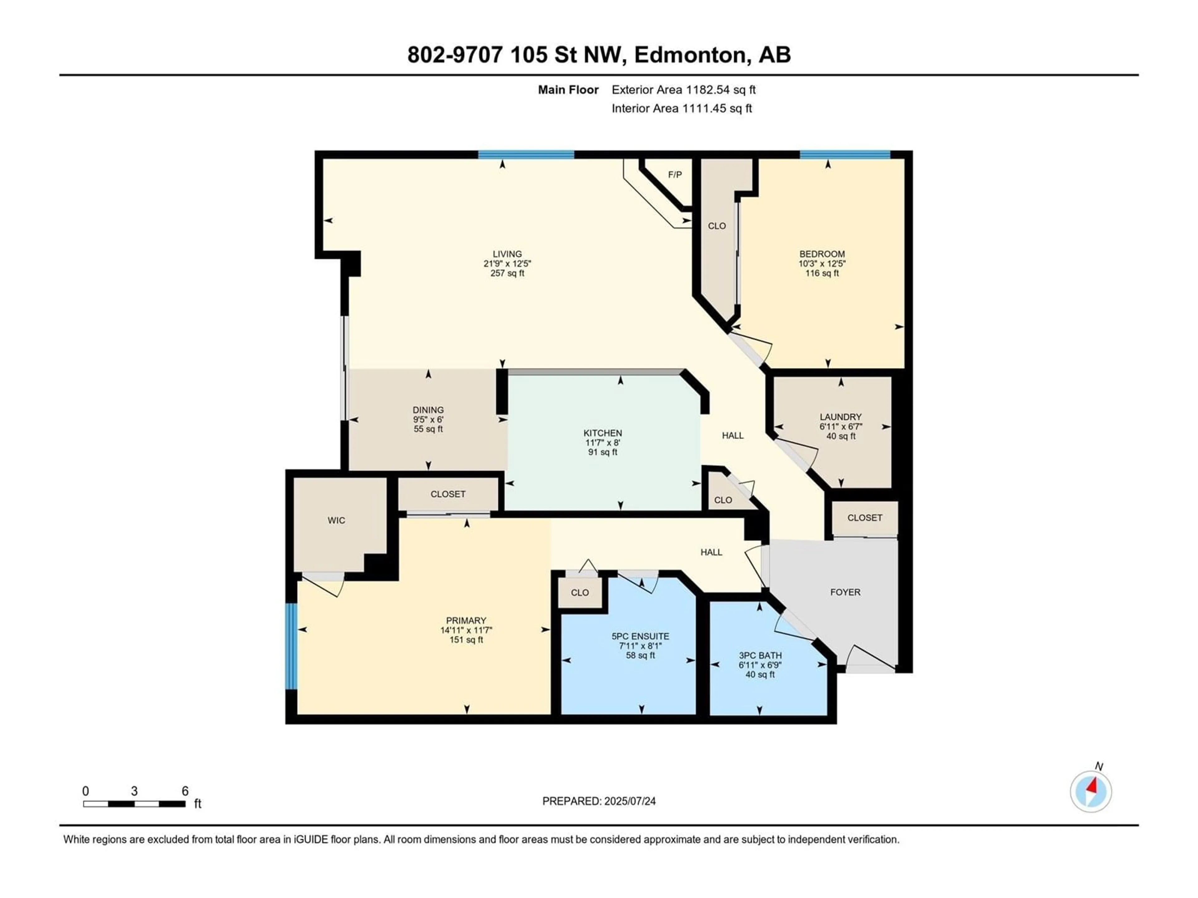 Floor plan for #802 - 9707 105 ST, Edmonton Alberta T5K2Y4