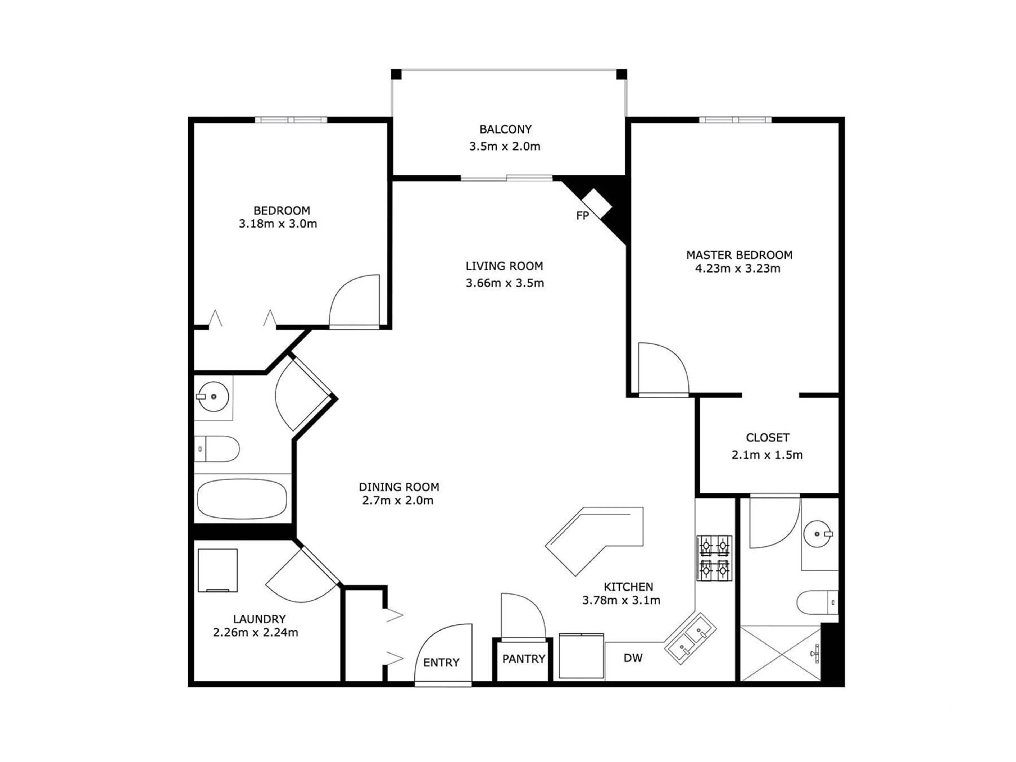 Floor plan for 205 - 4415 48 ST, Leduc Alberta T9E5Y3