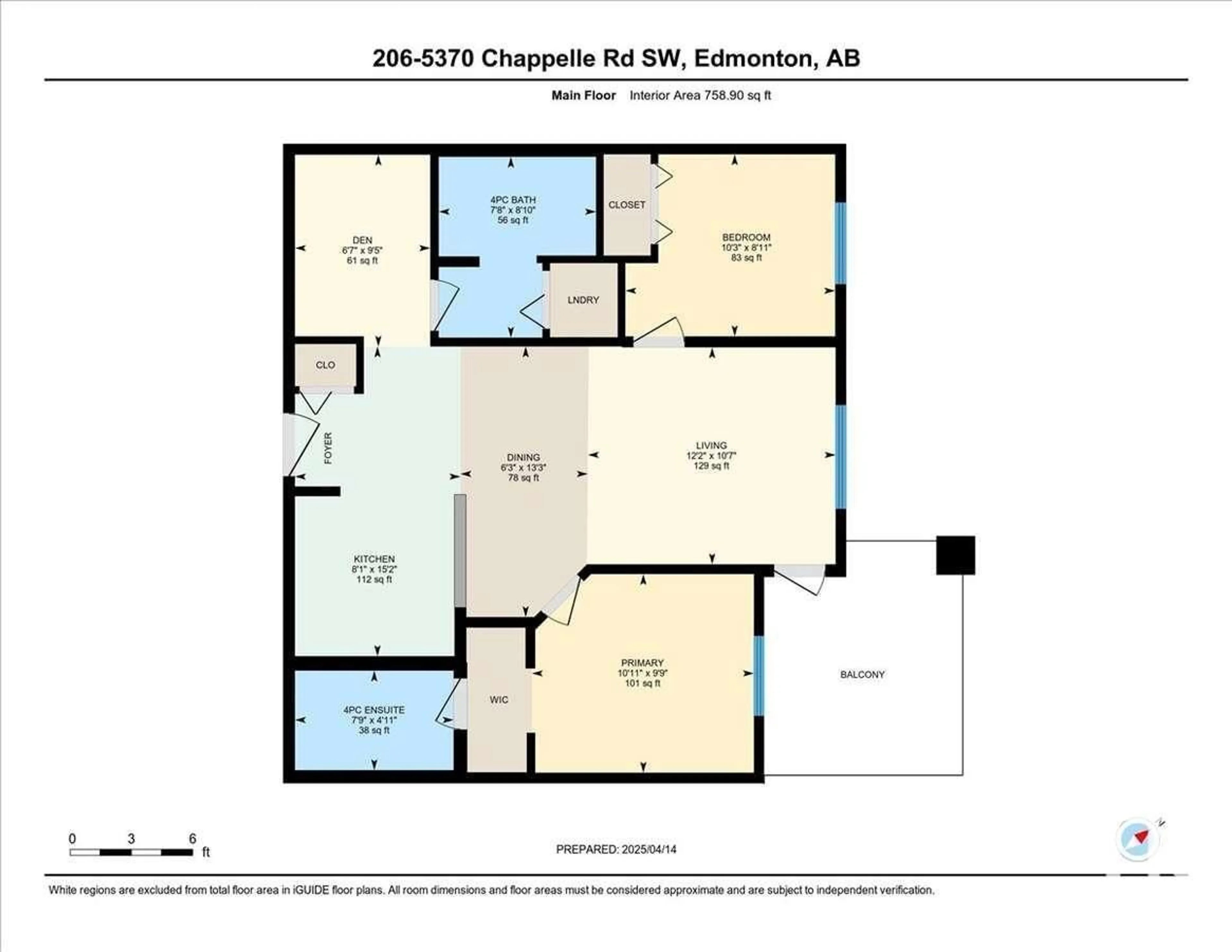 Floor plan for #206 - 5370 CHAPPELLE RD, Edmonton Alberta T6W3L5