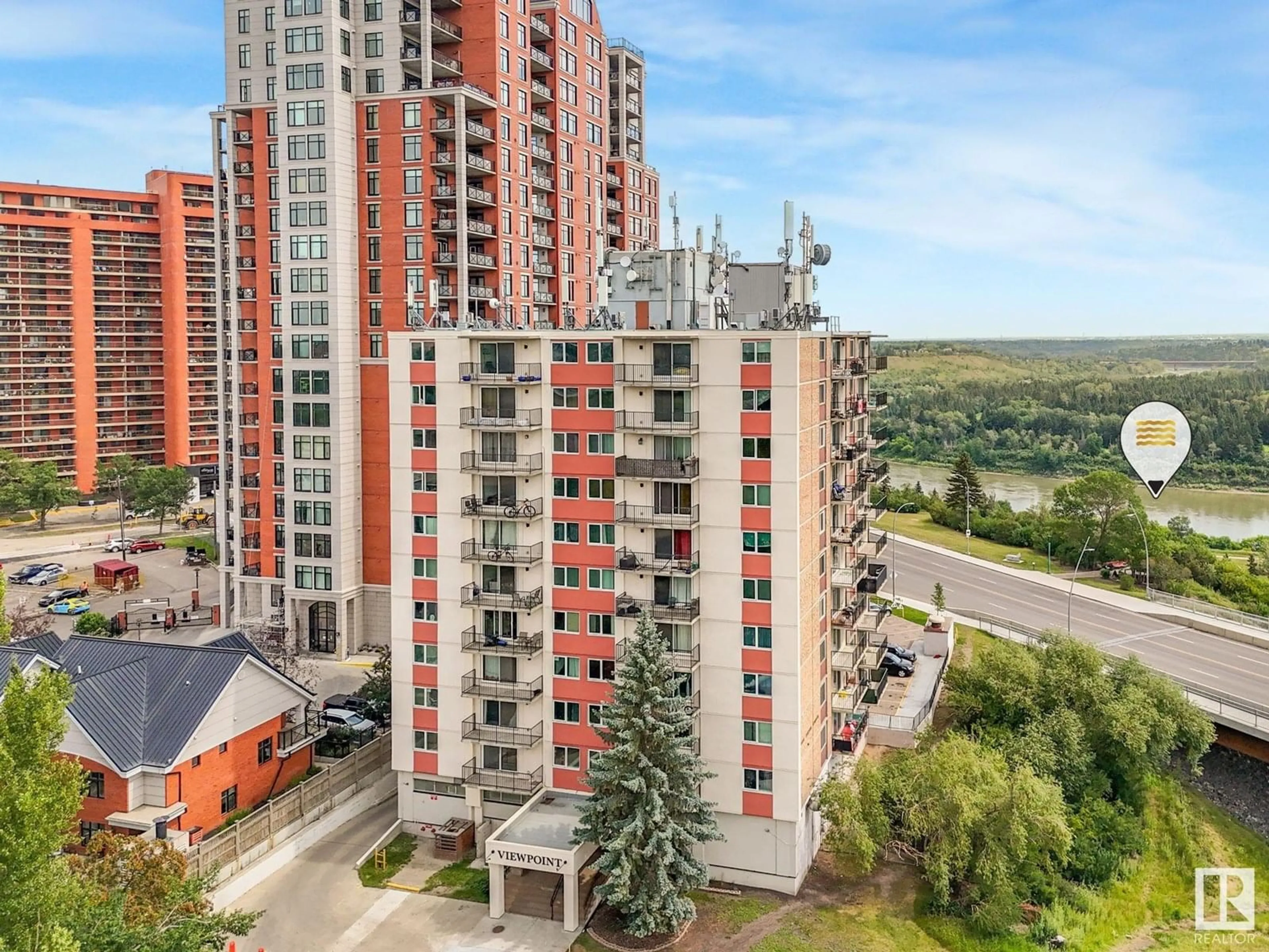 A pic from outside/outdoor area/front of a property/back of a property/a pic from drone, city buildings view from balcony for PH4 - 9028 JASPER AV, Edmonton Alberta T5H3Y6