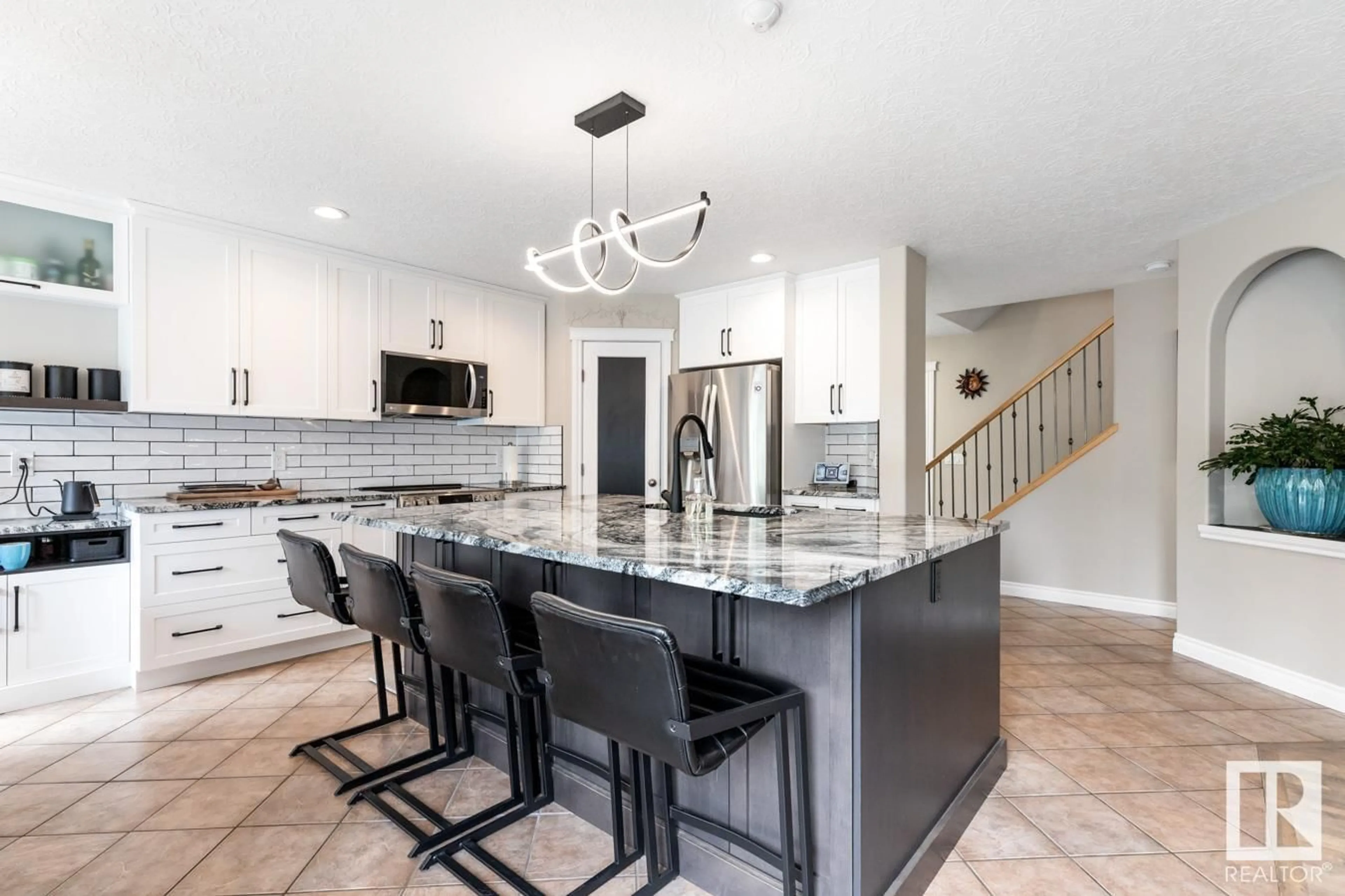 Open concept kitchen, ceramic/tile floor for 7 CREEKSIDE DR, Ardrossan Alberta T8E1J6