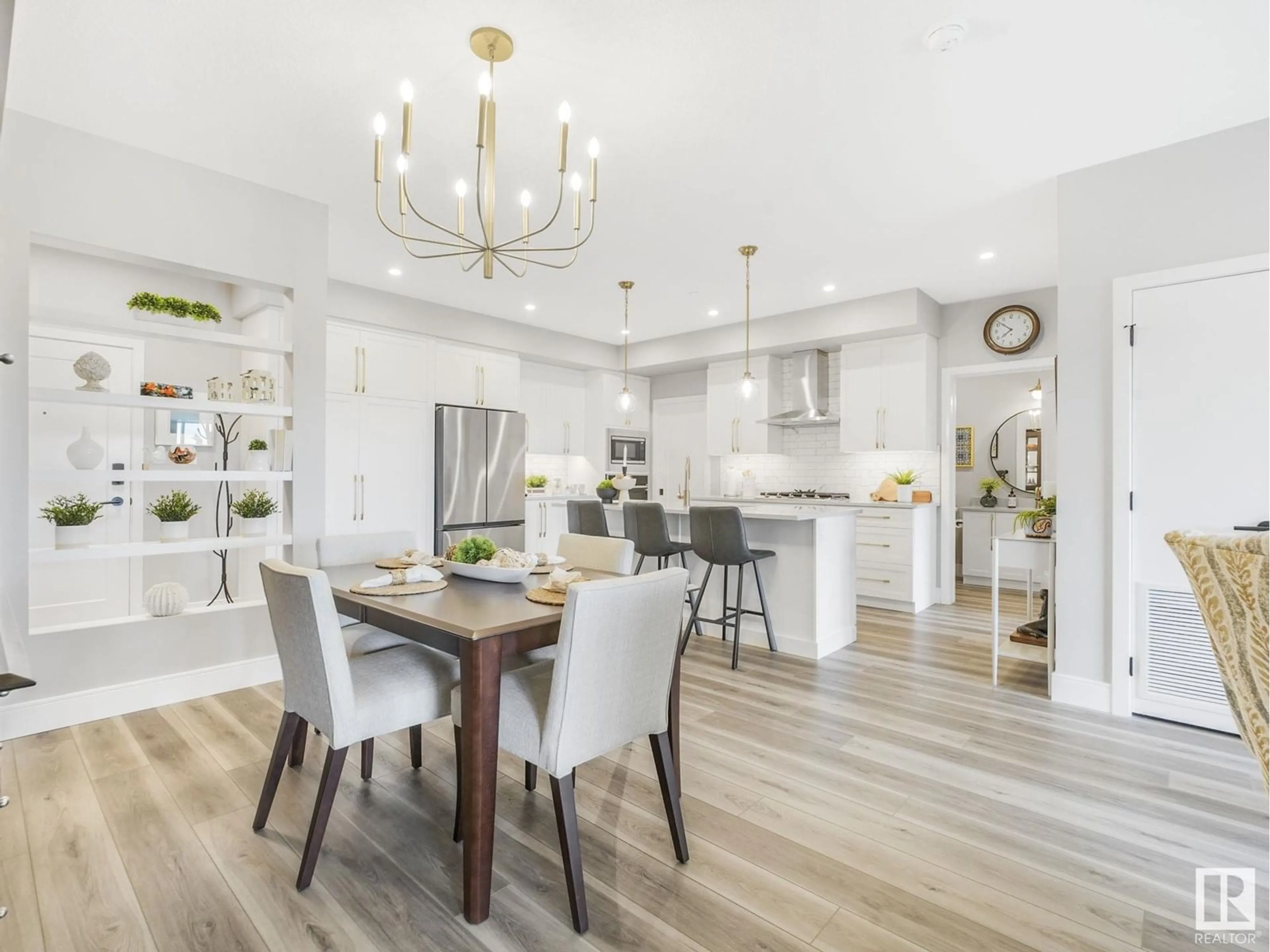Open concept kitchen, wood/laminate floor for 7471 - 315 MAY COMMON NW, Edmonton Alberta T6R0X5