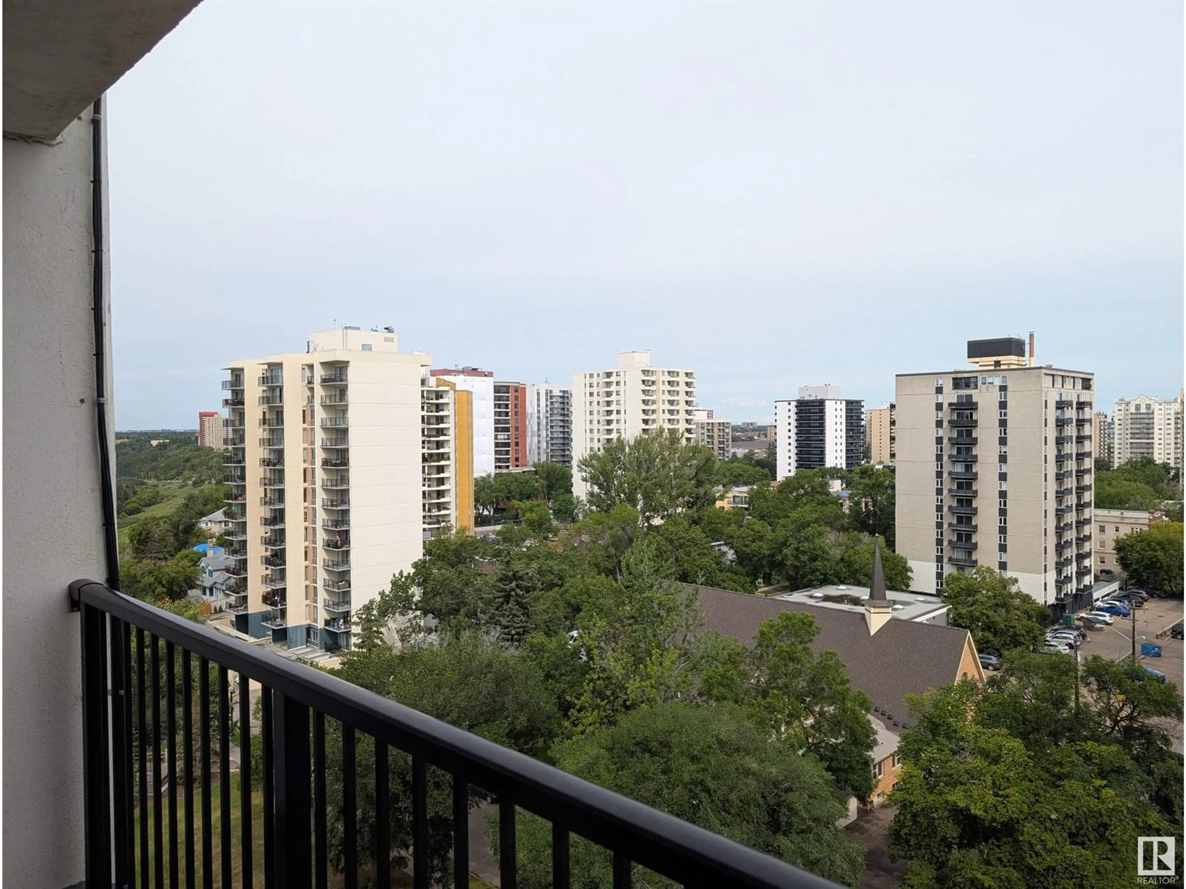 Balcony in the apartment, city buildings view from balcony for 11307 - 1007 99 AV, Edmonton Alberta T5K0H2