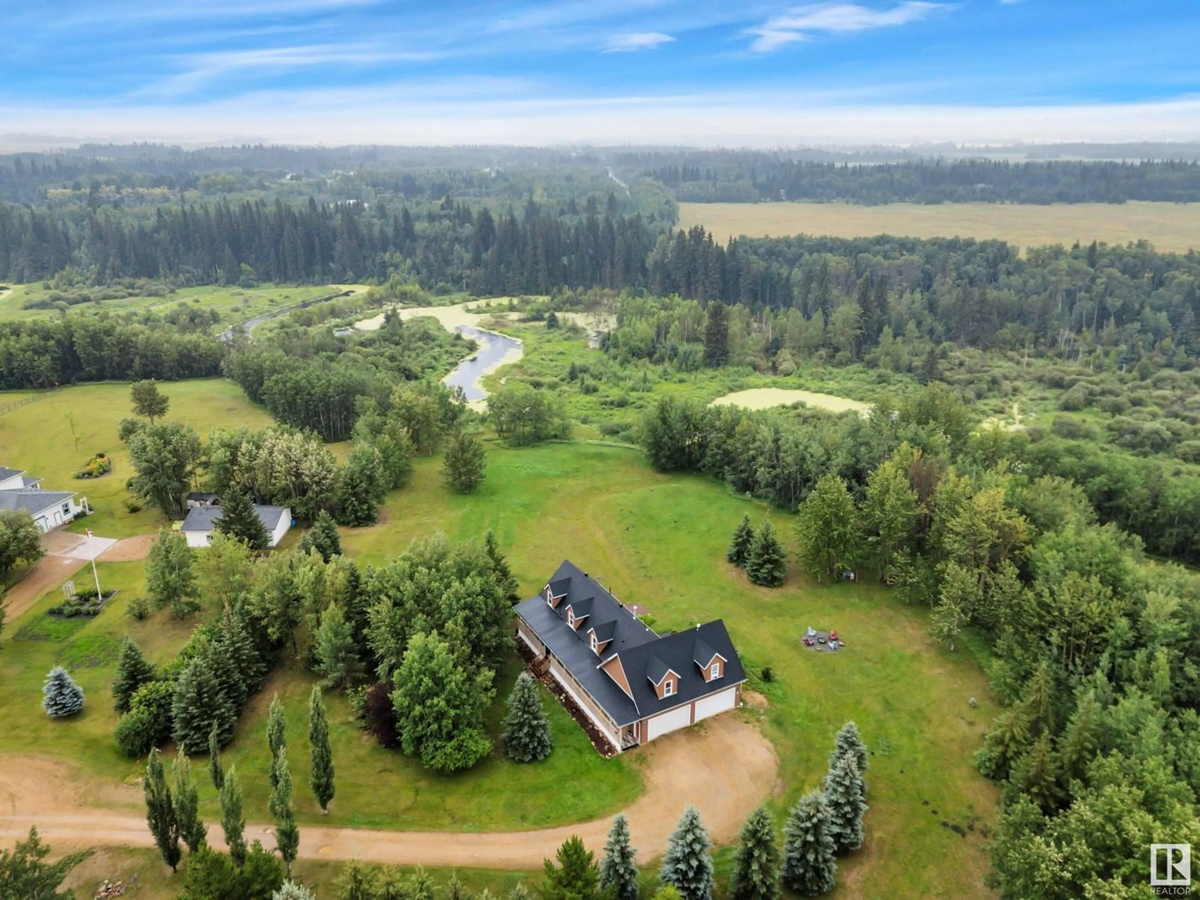 A pic from outside/outdoor area/front of a property/back of a property/a pic from drone, water/lake/river/ocean view for 40 240065 TWP ROAD 472, Rural Wetaskiwin County Alberta T9A1X1