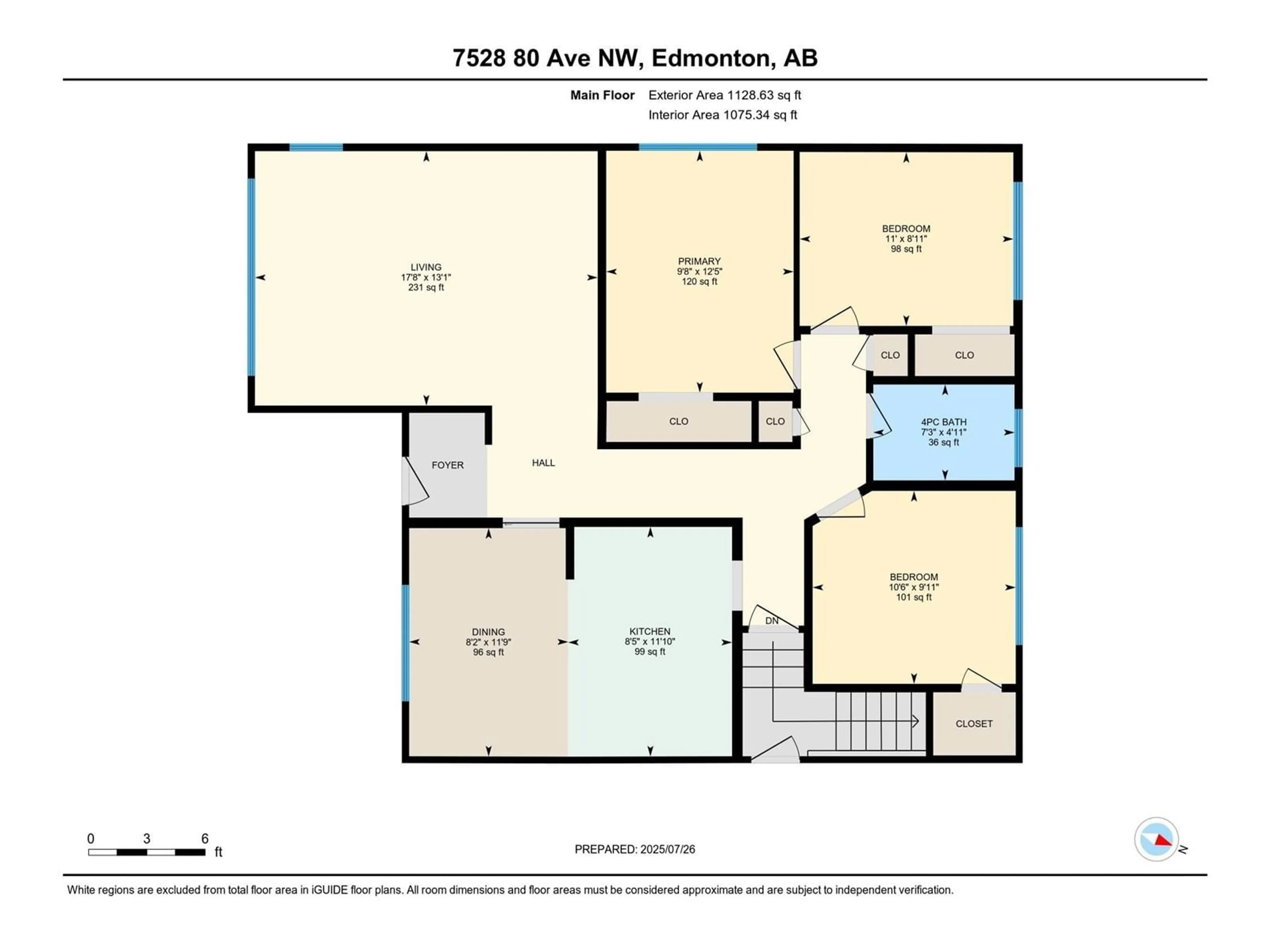 Floor plan for 7528 80 AV, Edmonton Alberta T6C0S4