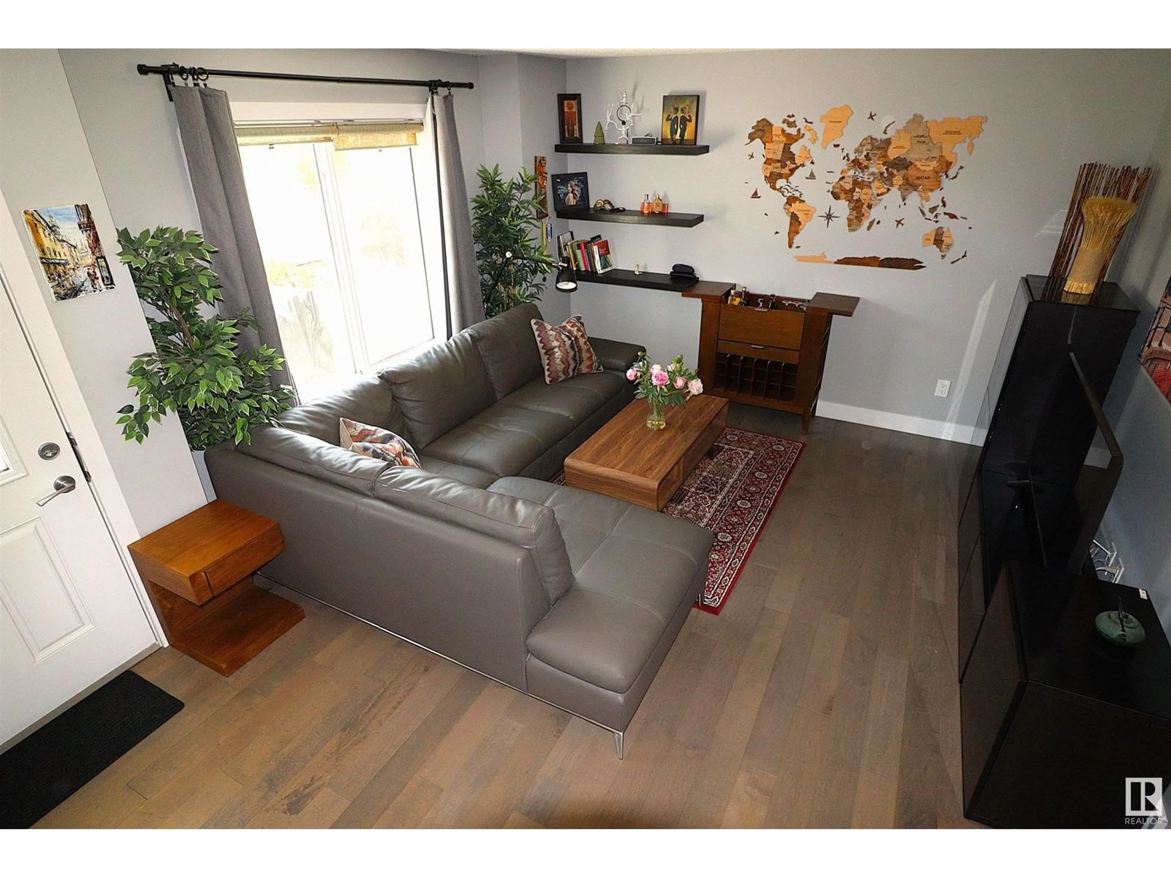 Living room with furniture, wood/laminate floor for #23 - 2922 MAPLE WAY, Edmonton Alberta T6T1A5