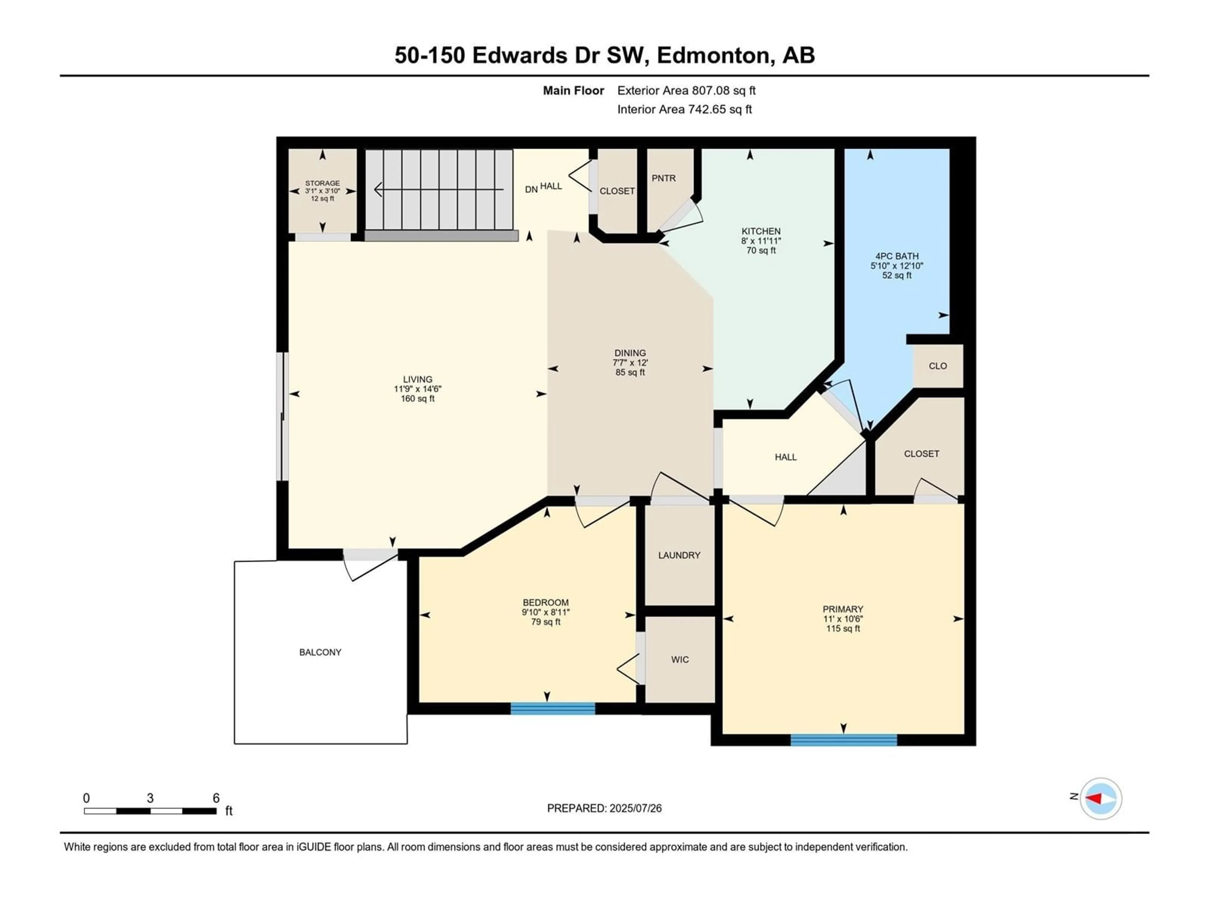 Floor plan for #50 - 150 EDWARDS DR, Edmonton Alberta T6X1M2