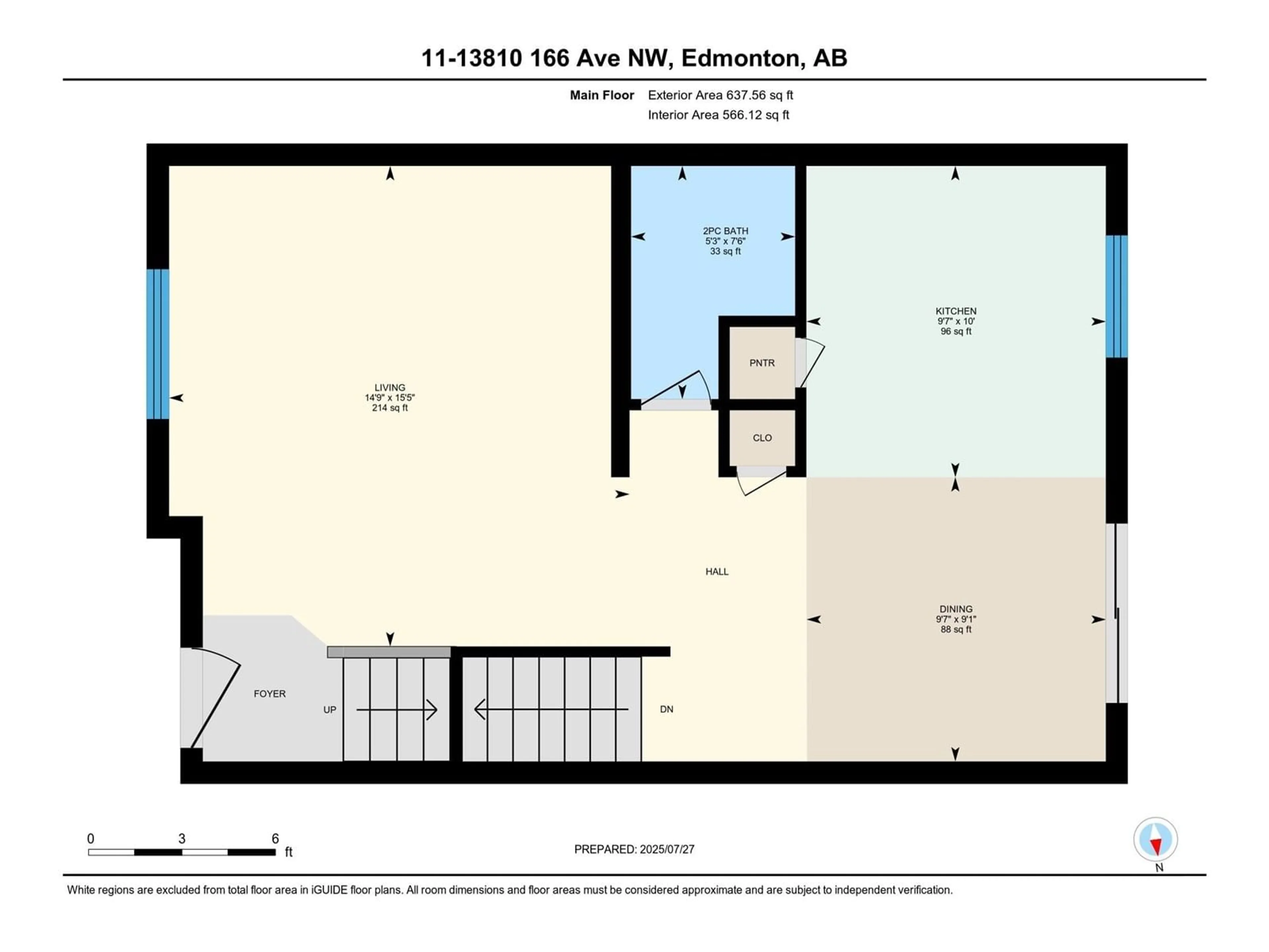 Floor plan for #11 - 13810 166 AV, Edmonton Alberta T6V0K4