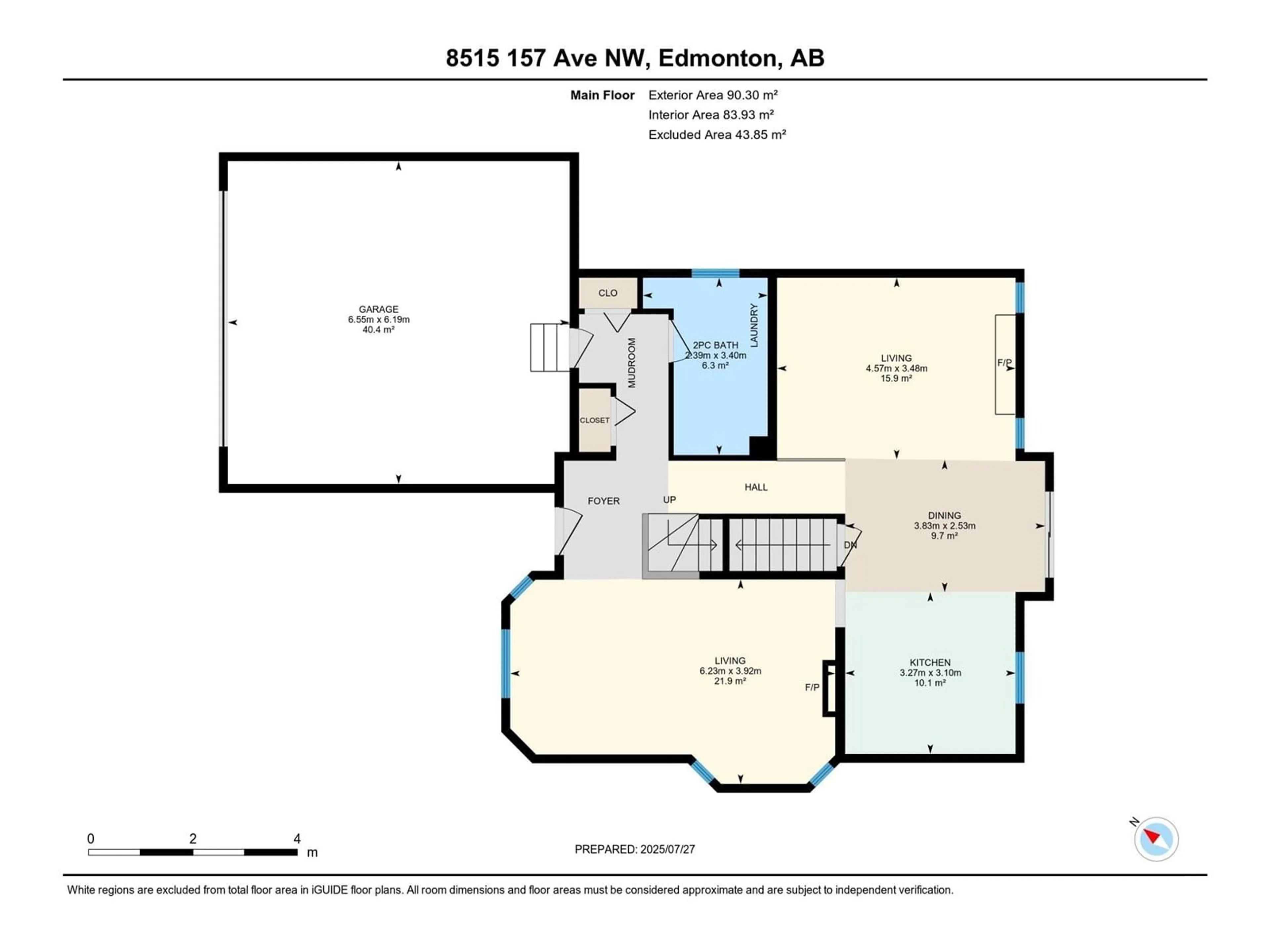 Floor plan for 8515 157 AV, Edmonton Alberta T5Z3B3
