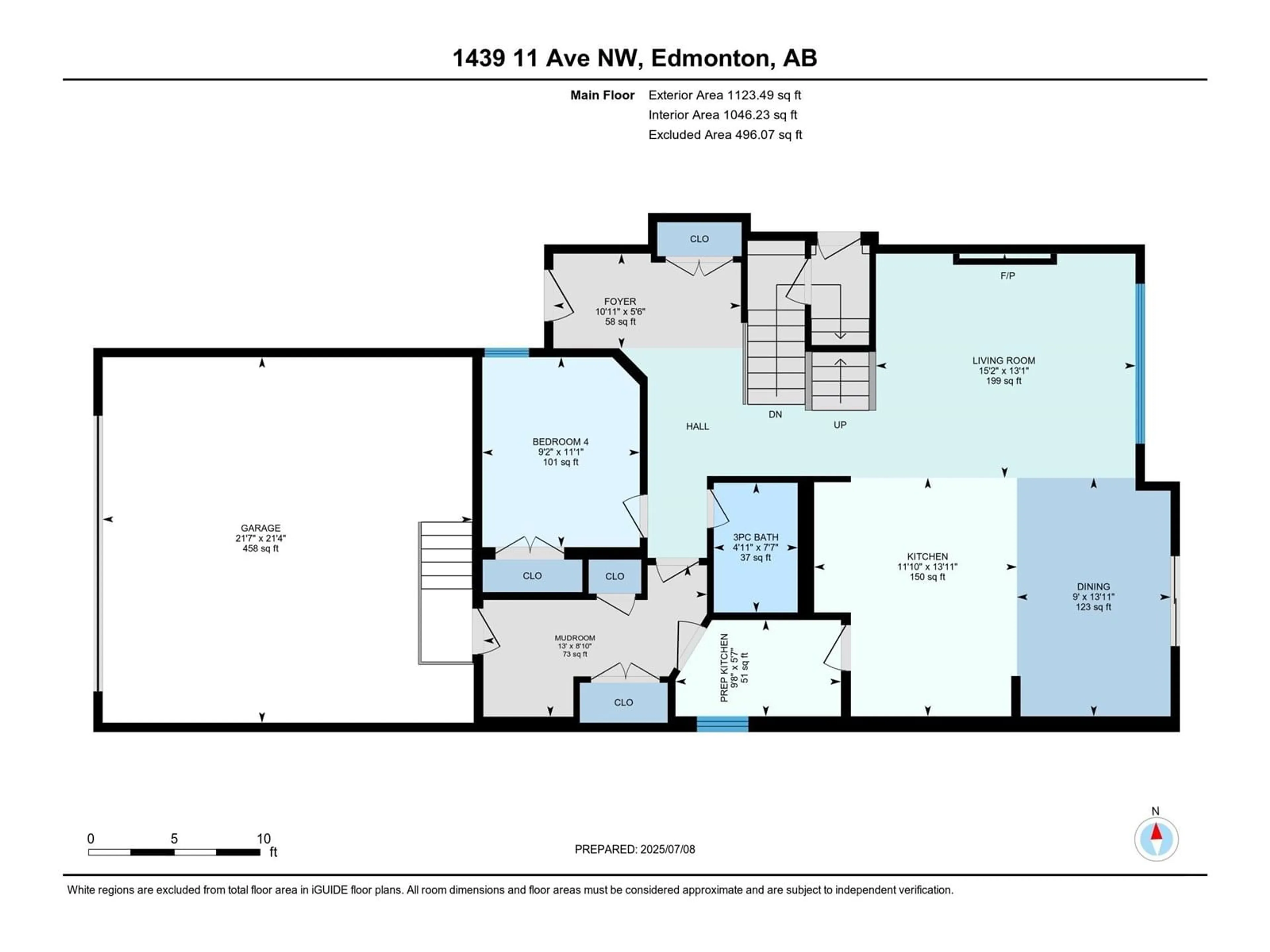 Floor plan for 1439 11 AV, Edmonton Alberta T6T2W4