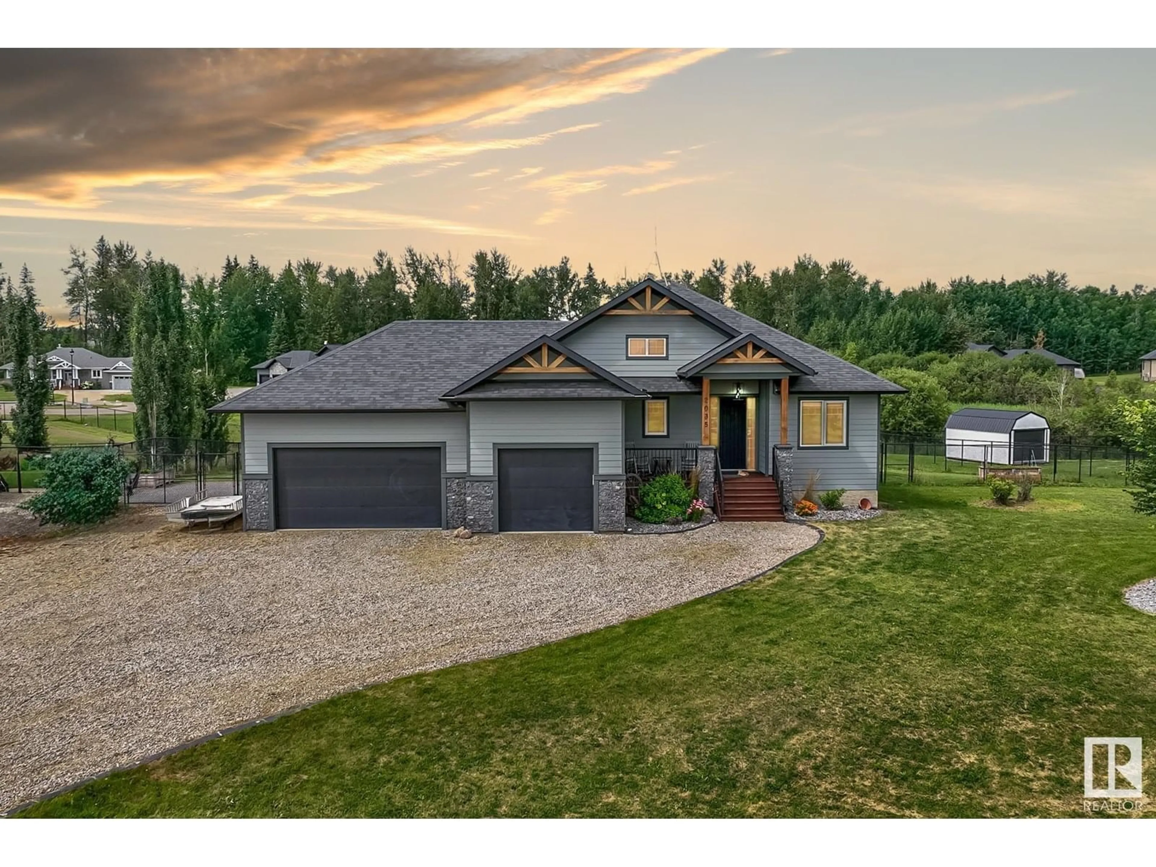 A pic from outside/outdoor area/front of a property/back of a property/a pic from drone, unknown for 2035 SPRING DR, Rural Parkland County Alberta T7X0G8