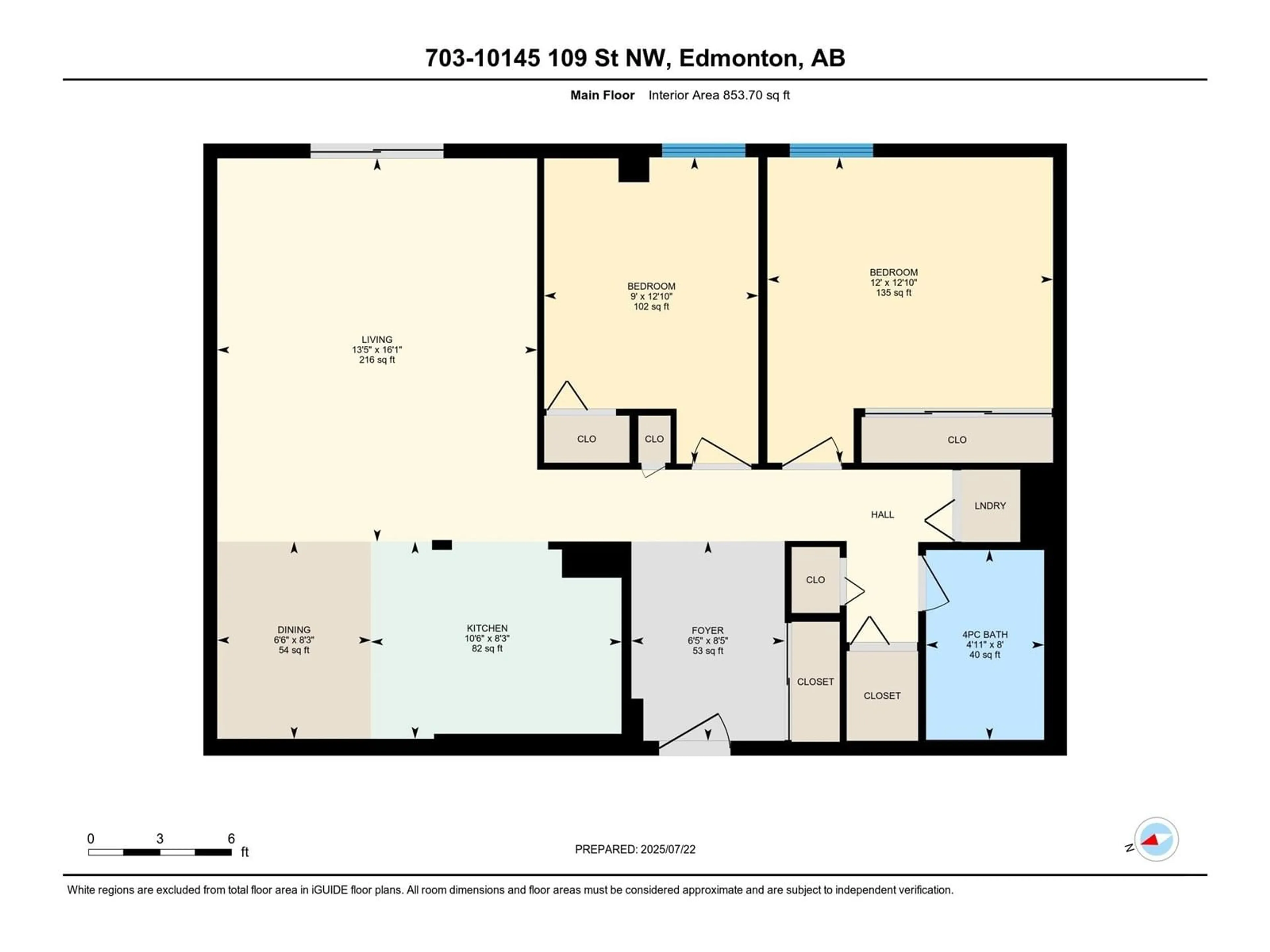Floor plan for 703 - 10145 109 ST NW, Edmonton Alberta T5J3M5