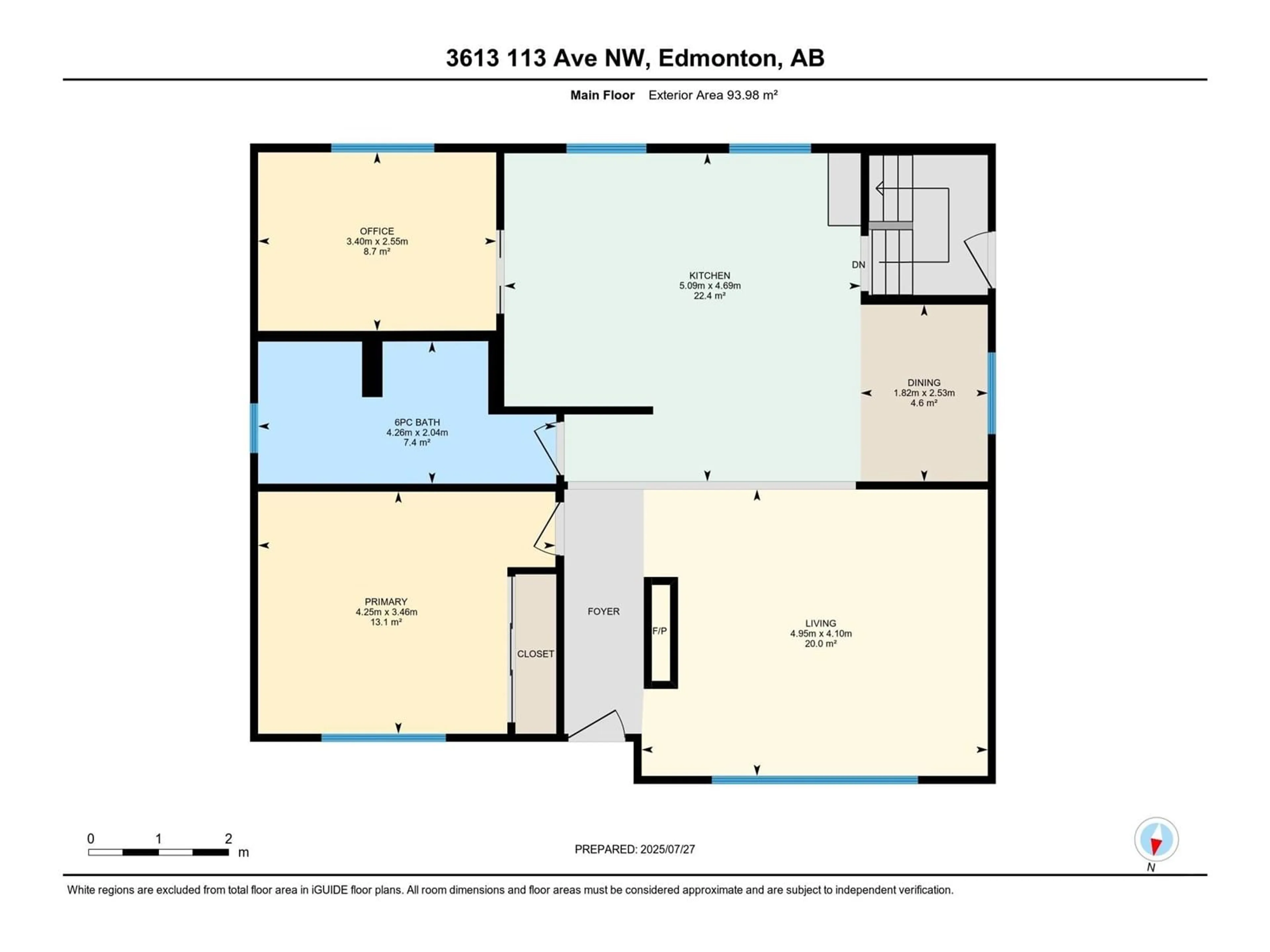 Floor plan for 3613 113 AV, Edmonton Alberta T5W0P7