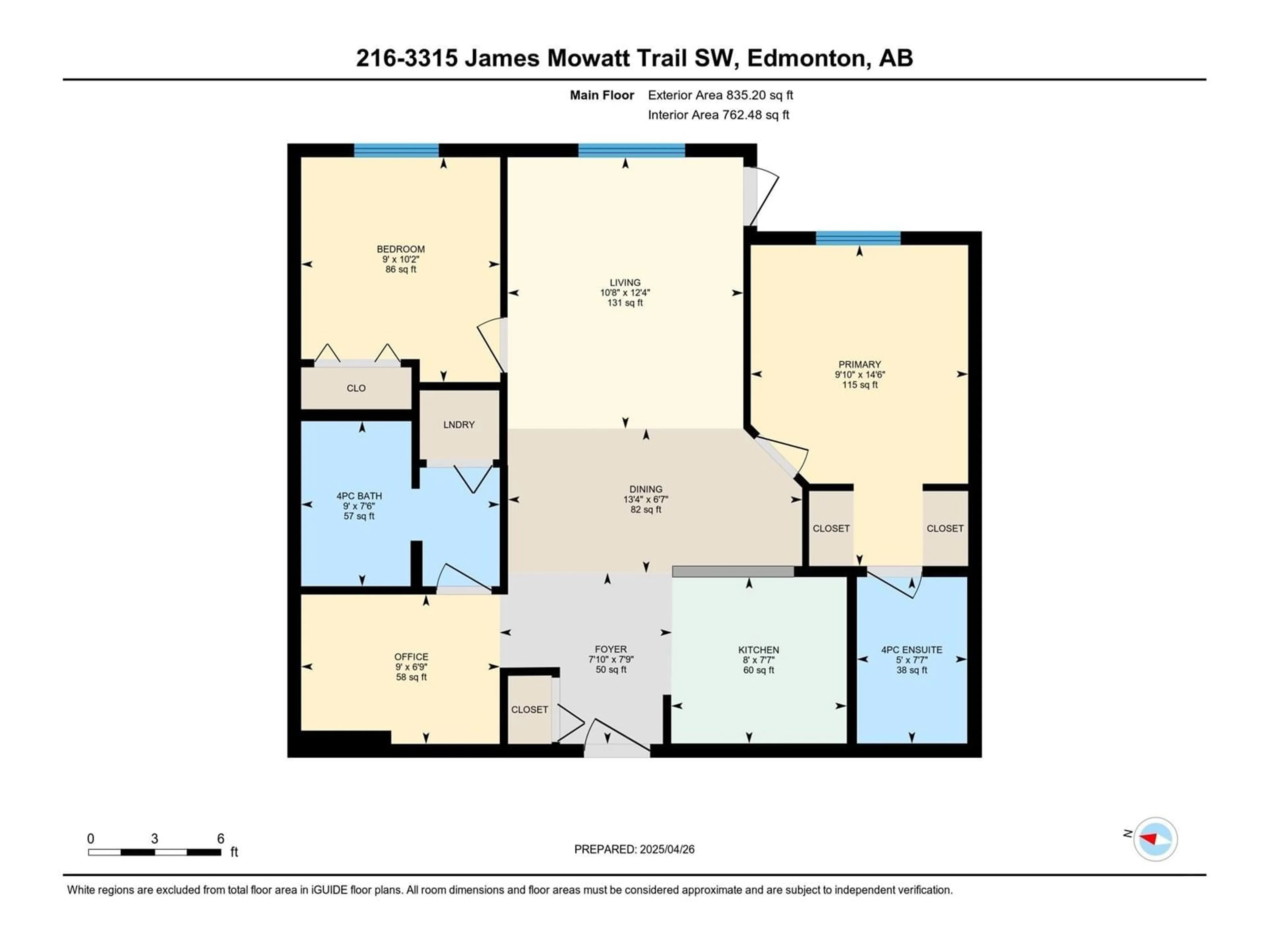 Floor plan for 216 - 3315 JAMES MOWATT TR, Edmonton Alberta T6W3L9